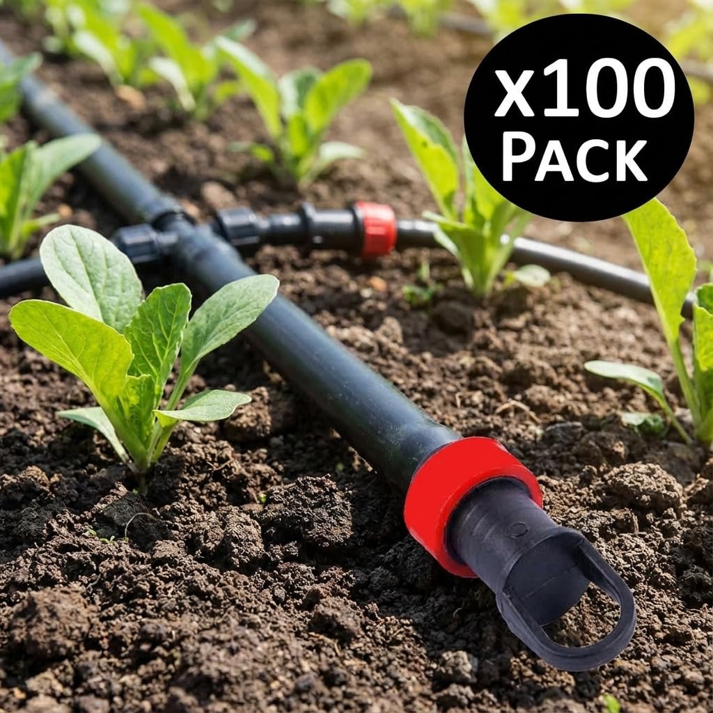 Suinga Pack 100 Tapón cinta de riego goteo 16mm, cierre eficiente para sistemas de riego por goteo