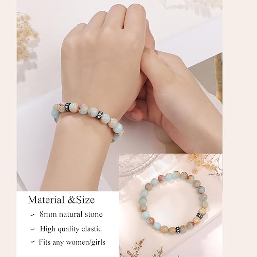 Miniatura 2 de Yiyang 13th 16th 18th 21st 25th 30th 35th 40th 45th 50th 60th 65th 70th 75th 80th Birthday Gifts for Women Girls, Natural Stone Bracelet Birthday