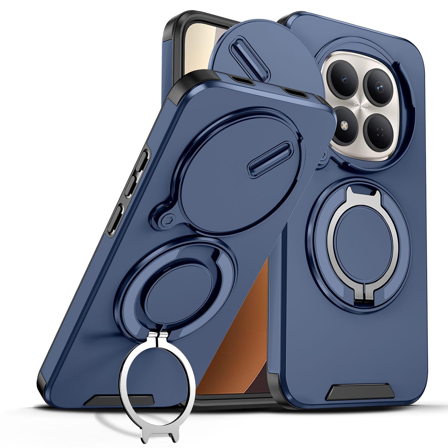 BORYA Etui na Xiaomi Redmi Note 15 Pro 5G, Odporny na wstrząsy PC+TPU Silikonowa obudowa, Anty-upadkowa obudowa klasy wojskowej. Etui z obrotem 360° Uchwyt i osłona aparatu, niebieski