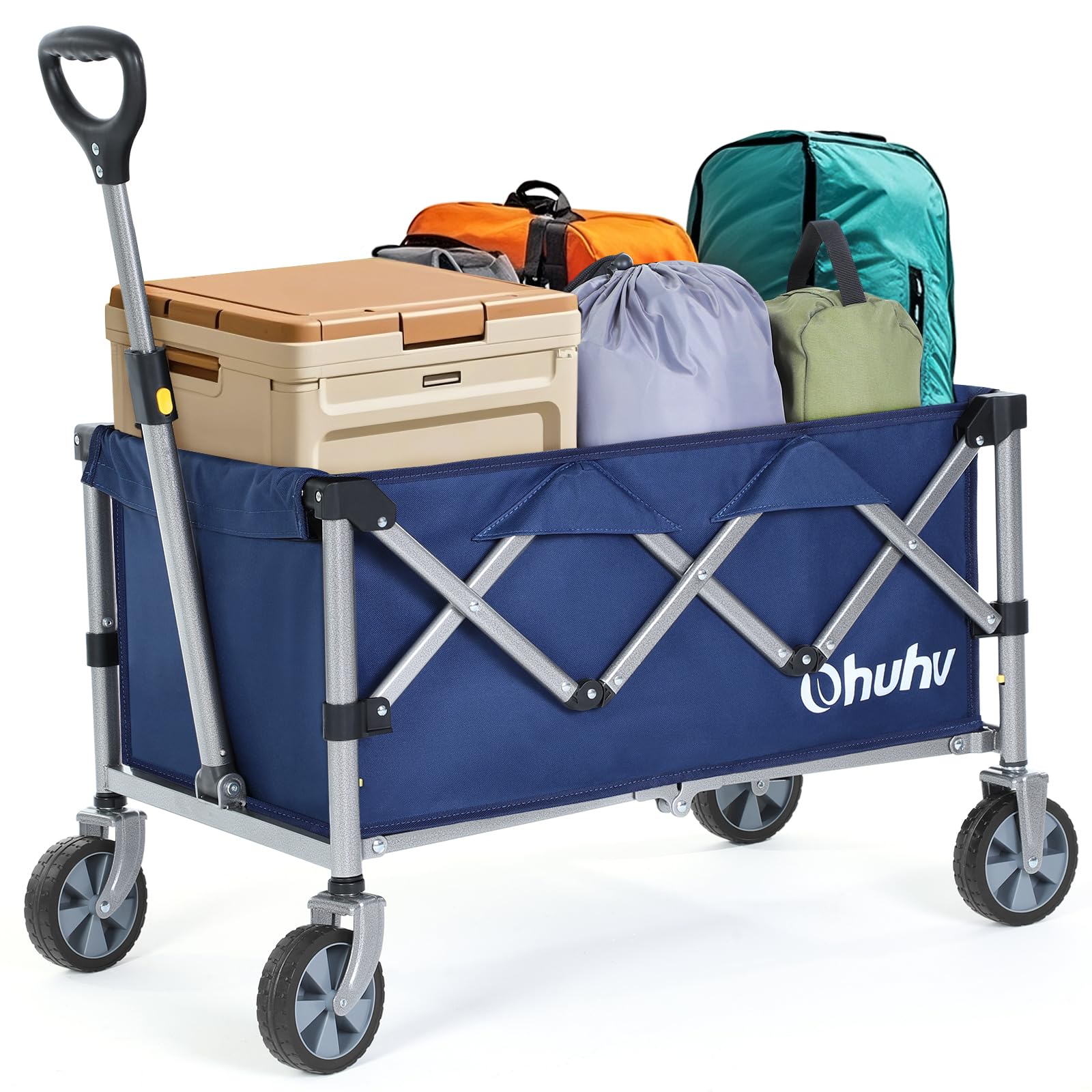 Wagon Cart Foldable Utility Wagons: Ohuhu Collapsible Folding Shopping Carts with Wheels, 85L/330 LB Capacity 600D Oxford Fabric Heavy-Duty Portable Grocery Wagon for Sports Camping Picnic Garden