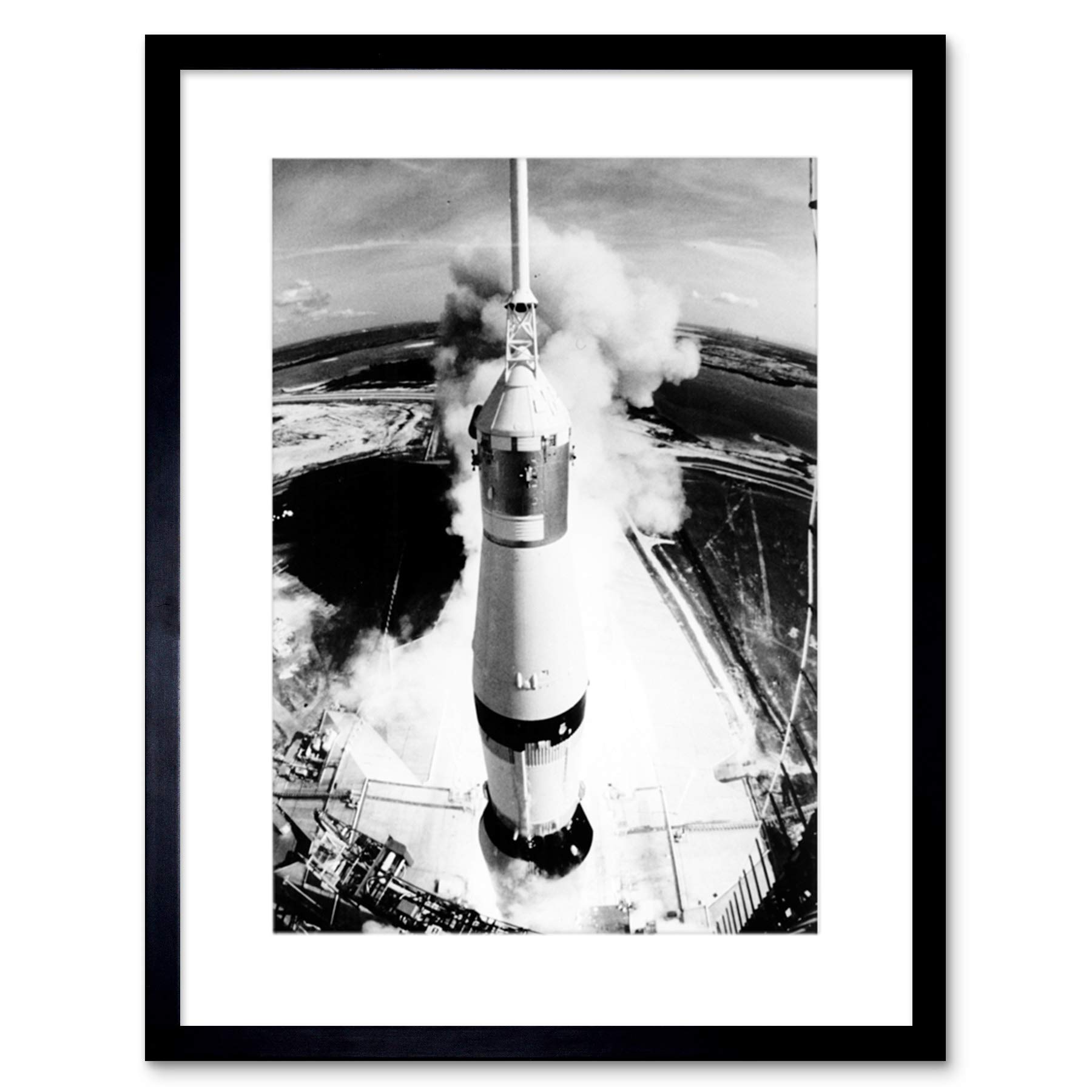 Wee Blue Coo SPACE ROCKET LAUNCH SATURN V APOLLO 11 VIEW THRUST BLAST LIFT OFF PRINT B12X7766