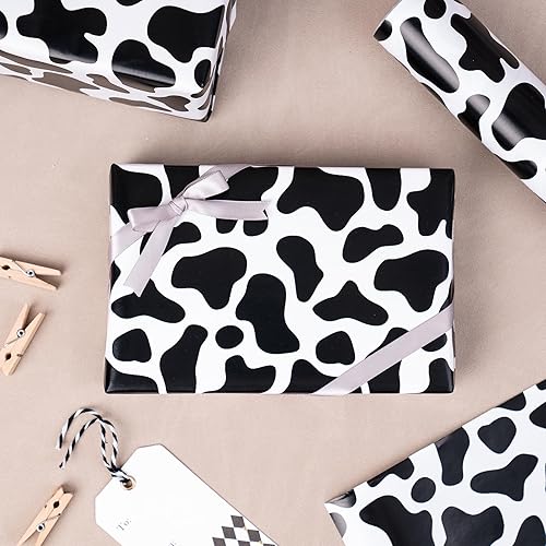 Miniatura 6 de WRAPAHOLIC Rollo de papel de regalo de vaca, mini rollo, 17 pulgadas x 33 pies, diseño de estampado de vaca, perfecto para bodas, cumpleaños,
