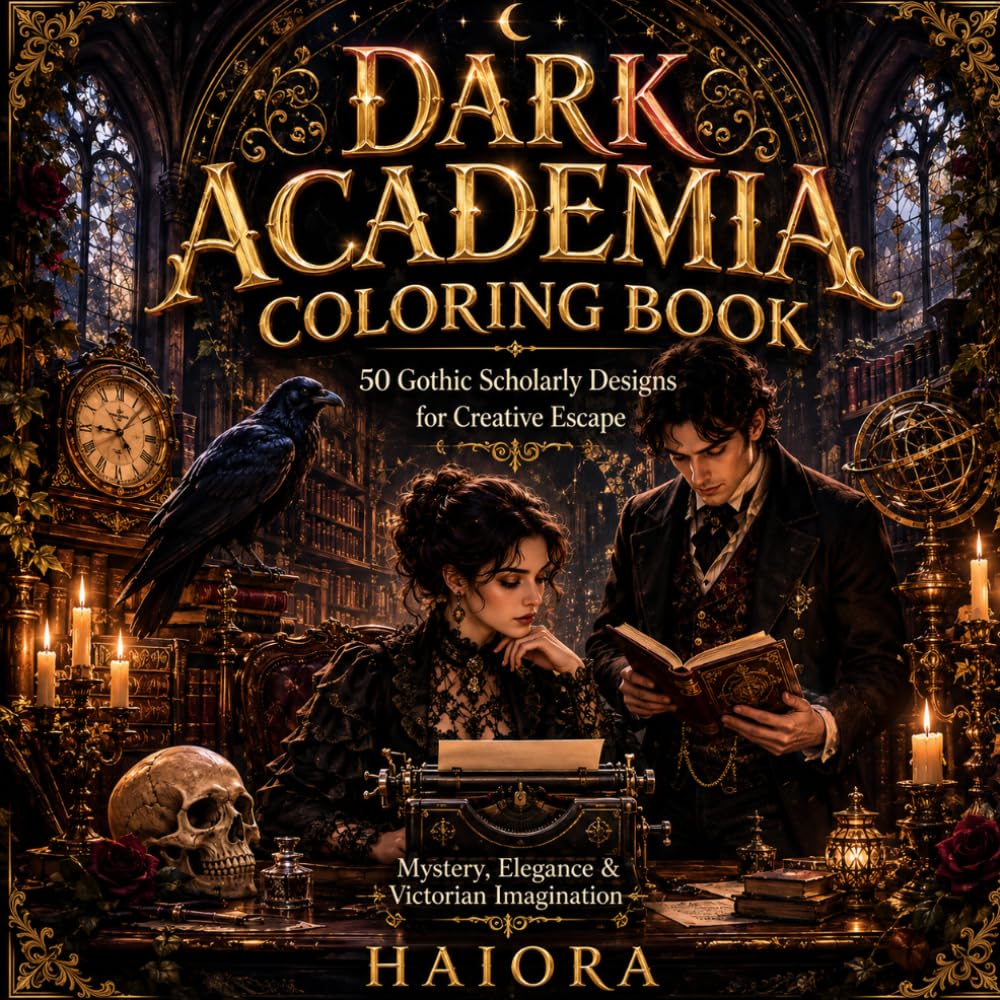 Dark Academia Coloring Book: 50 Gothic Scholarly Designs for Creative Escape: Mystery, Elegance & Victorian Imagination for Adults and Teens