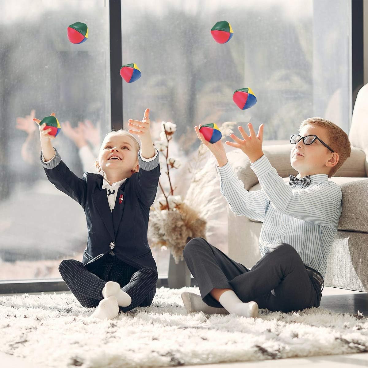 Palline da Giocoliere, 15 Pezzi Mini Giocoleria Palle di Juggle Balls, Resistenti e Colorate Giocoleria Palle Set per Principianti, Giocattoli interattivi per Genitori e Figli