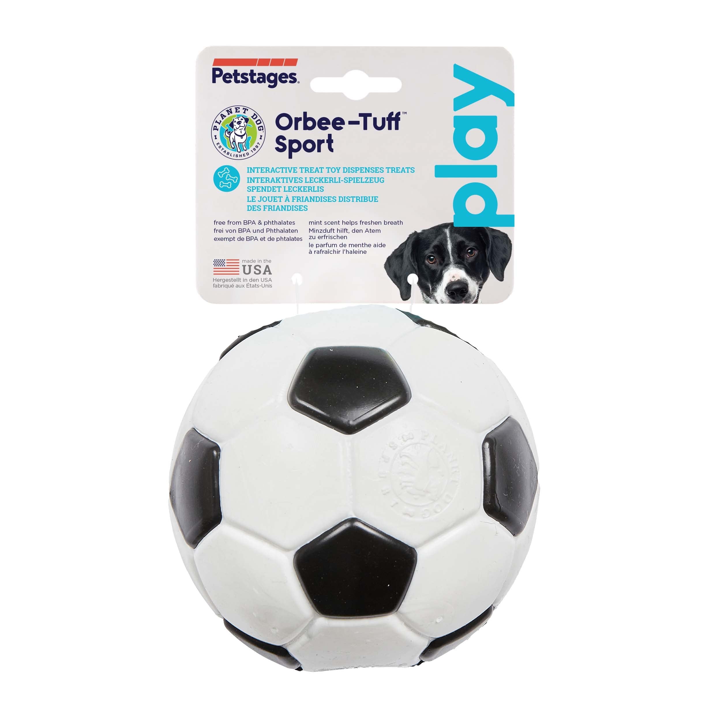 Planet Dog Jouet pour chien en Orbee-Tuff - distributeur de friandises/à mâcher - ballon de foot