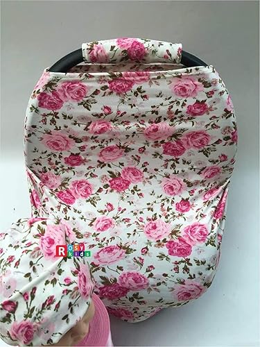 Miniatura 3 de Juego de 9 piezas de funda para asiento de coche infantil, cubierta para reposacabezas, sombrero, bufanda de enfermería, 25JE01