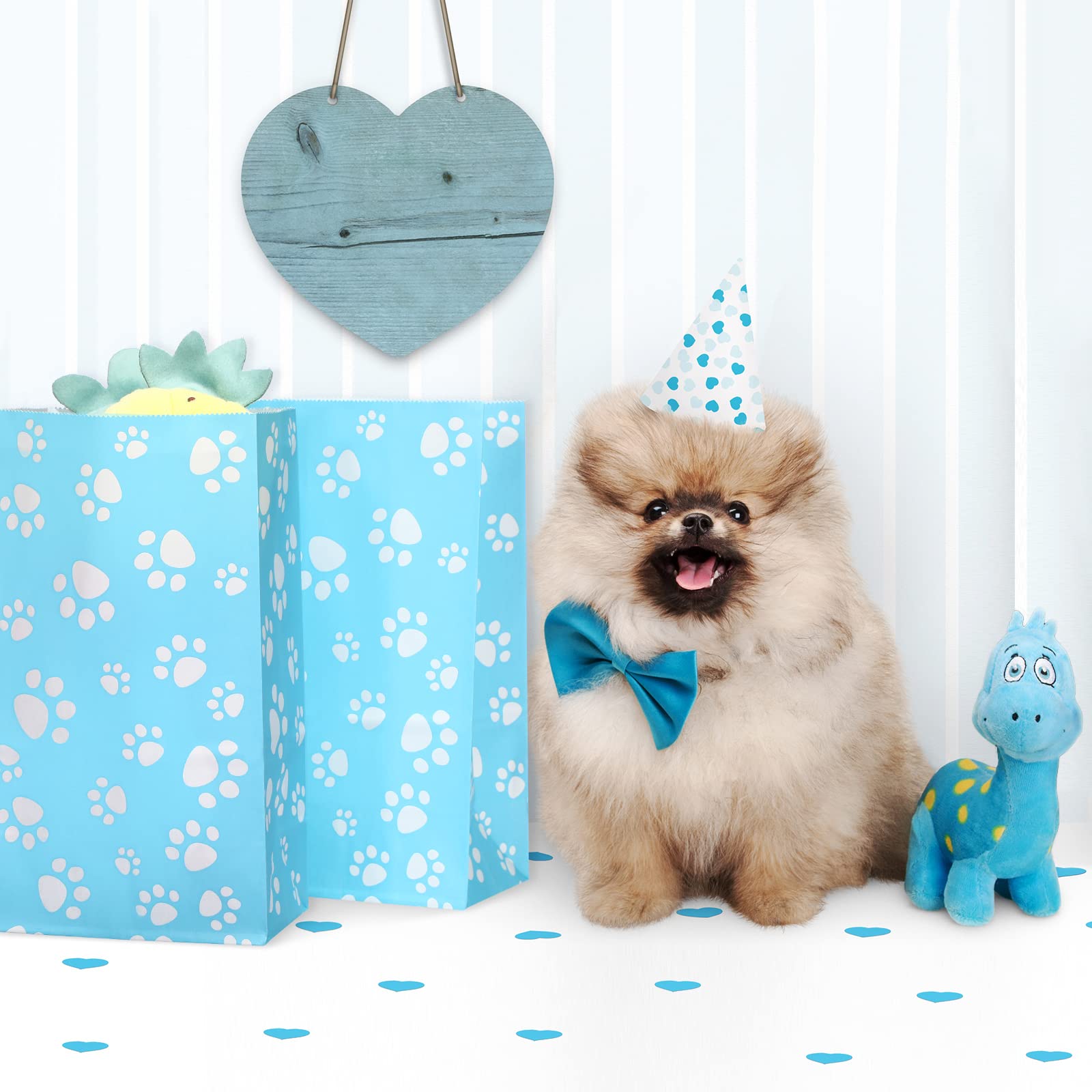 Blulu 36 Pack Dog Paw Gift Paper Bags Dog Paw Treat Goodie Bags Party Favors for Cat Pet Party Favor(Blue)