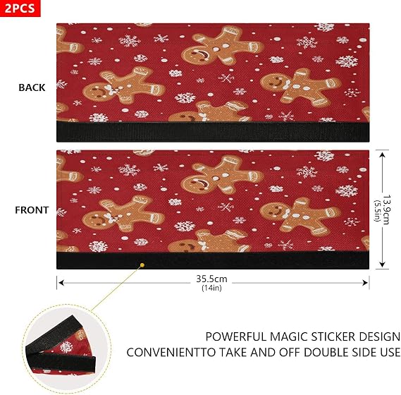 Caikeny Christmas Cookie Refrigerator Door Handle Cover Gingerbread Snowflake Kitchen Appliance Decor Handles Fridge Gloves Oven Doors Protector Stove Microwave Dishwasher Decor 2pc