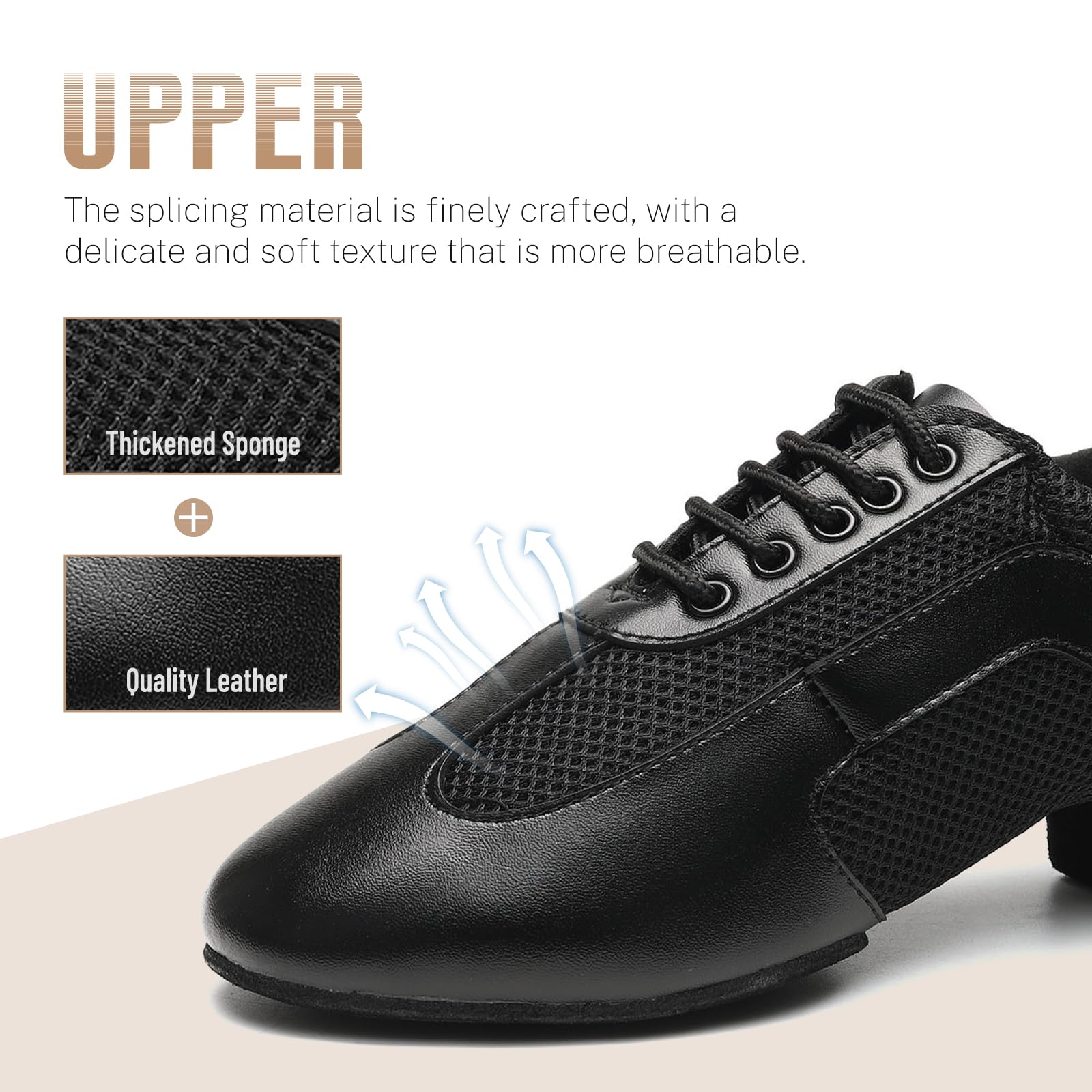 Scarpe da Ballo Latino Americano Allenamento Donna con Punta Chiusa Lacci Salsa Tango Pratica Scarpe da Tacco Basso