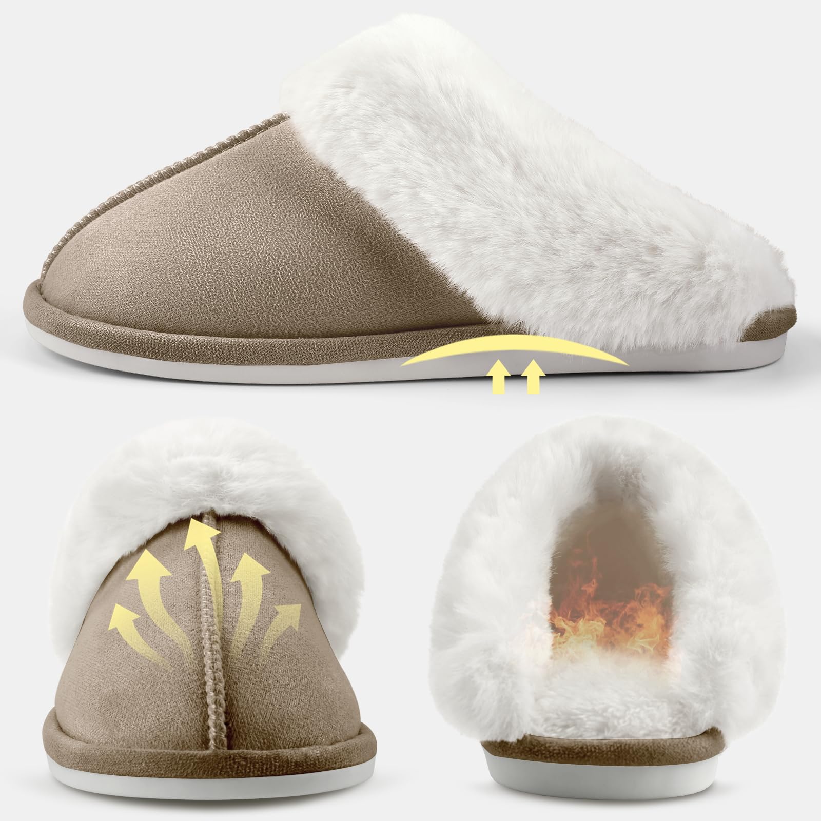 RUVVDR Pantofole Donna Uomo Ciabatte Donna Uomo Invernali Comode Pelose Ciabatte Casa di Cotone Morbido Antiscivolo Slippers Interno & Esterno