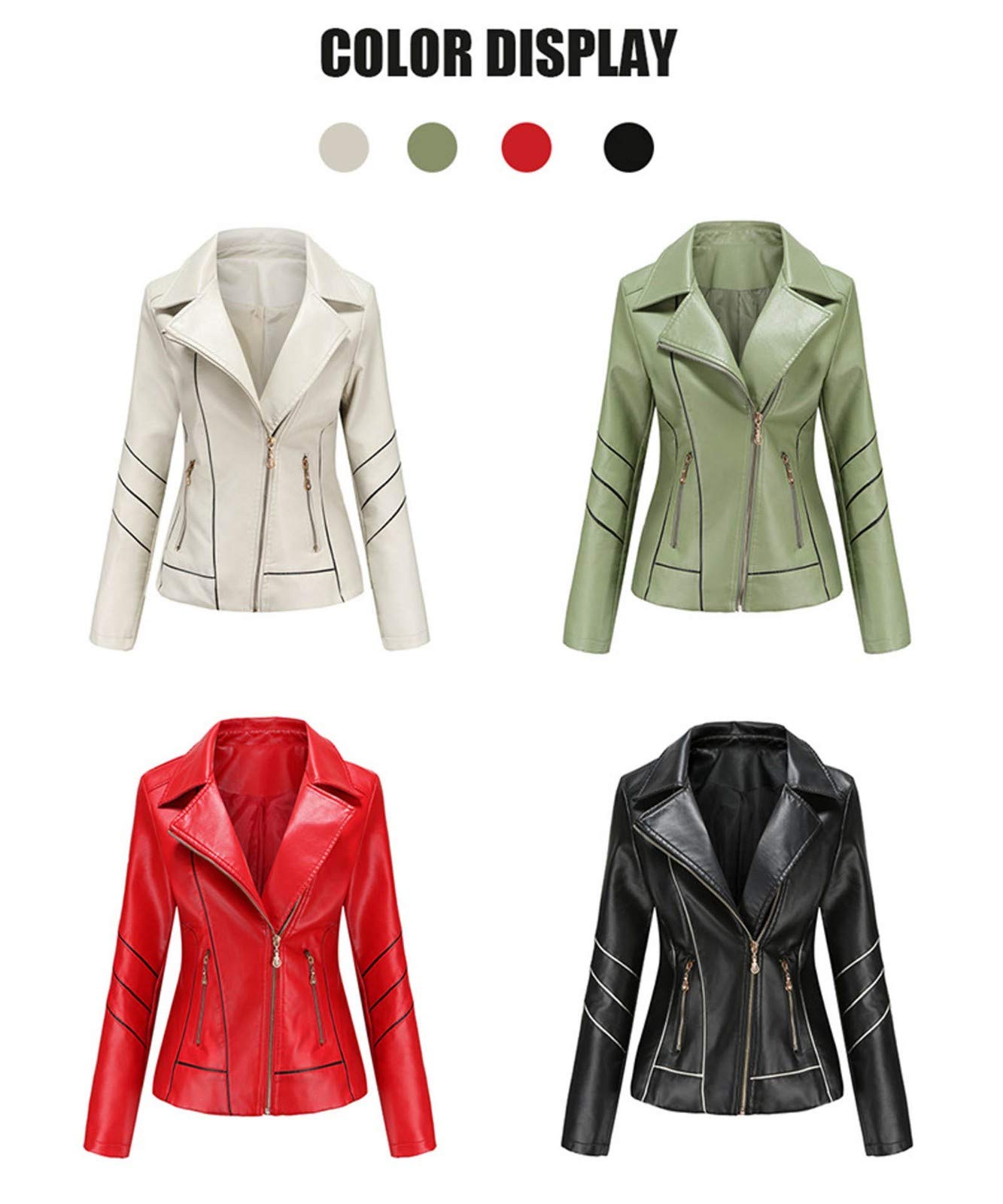 Lederjacke Damen Schwarz ,Bikerjacke Damen Kunstleder, Kunstlederjacke Damen Herbst Revers Motorradjacke mit Reißverschluss Ledermantel Langarm Bekleidung Slim Moto Biker Mantel Jacken Outdoorjacke