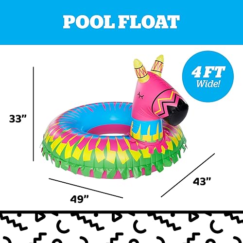 Miniatura 3 de BigMouth Inc. Donkey Party - Flotador de piscina con piñata – Divertido flotador de piscina que mide más de 4 pies de ancho, kit de parche incluido