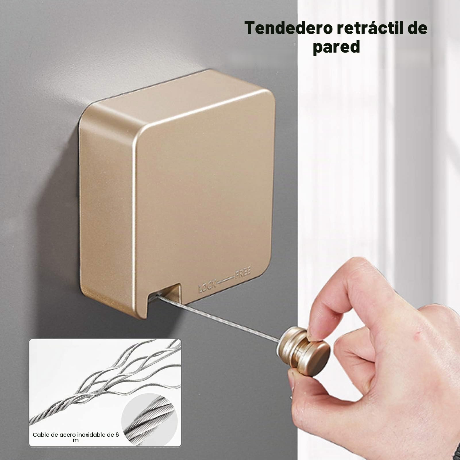 Tendedero Retráctil Exterior Línea de Lavado Ajustable Montado en la Pared 6 Metros Acero Inoxidable Tendedero de Ropa Resistente Cuerda de Secado para Interiores Hotel Terrazas Balcones