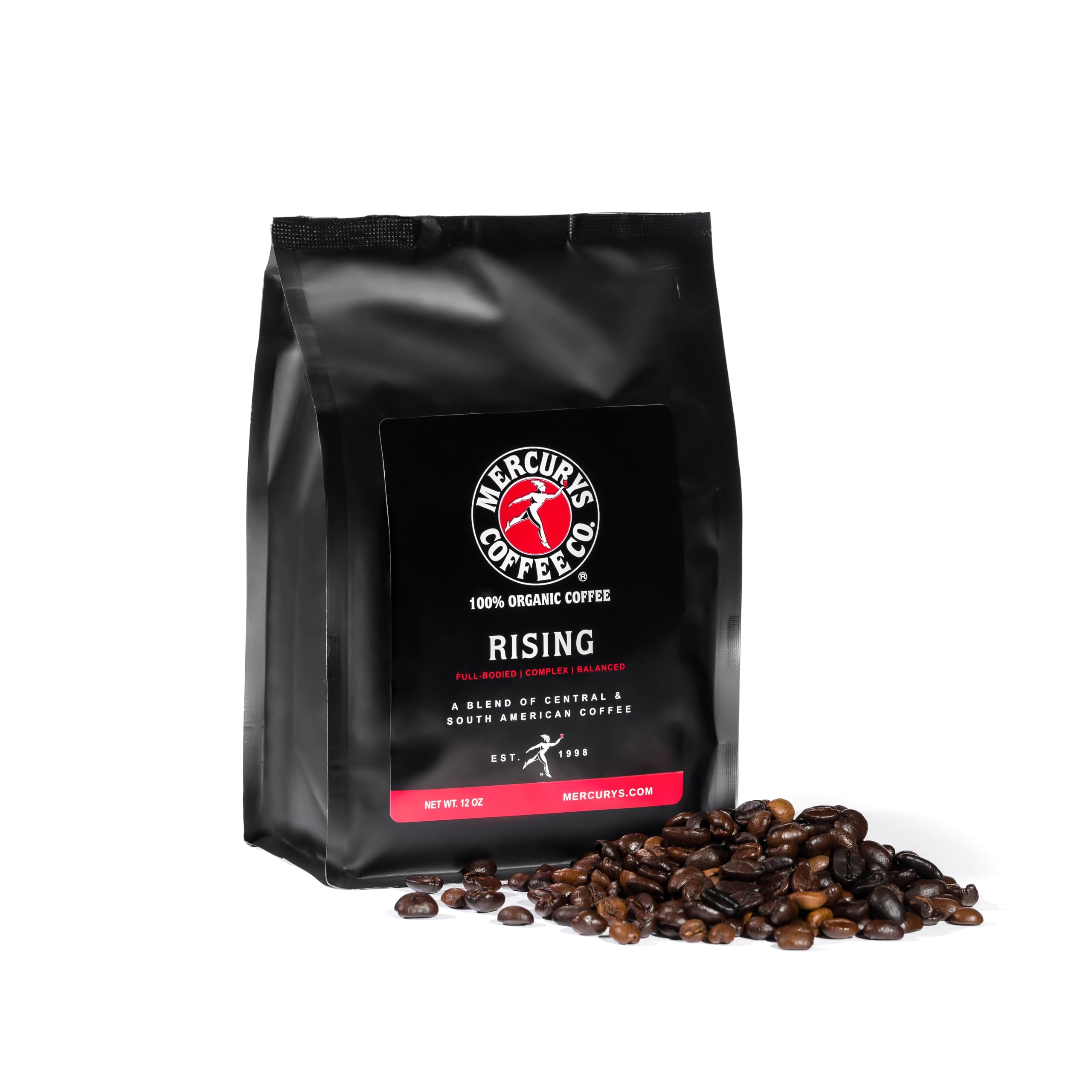 100% Organic Rising Blend – Full Bodied, Complex, Balanced Medium Dark Roast, Premium Arabica Coffee, Sustainably Sourced, Whole Bean 12 oz