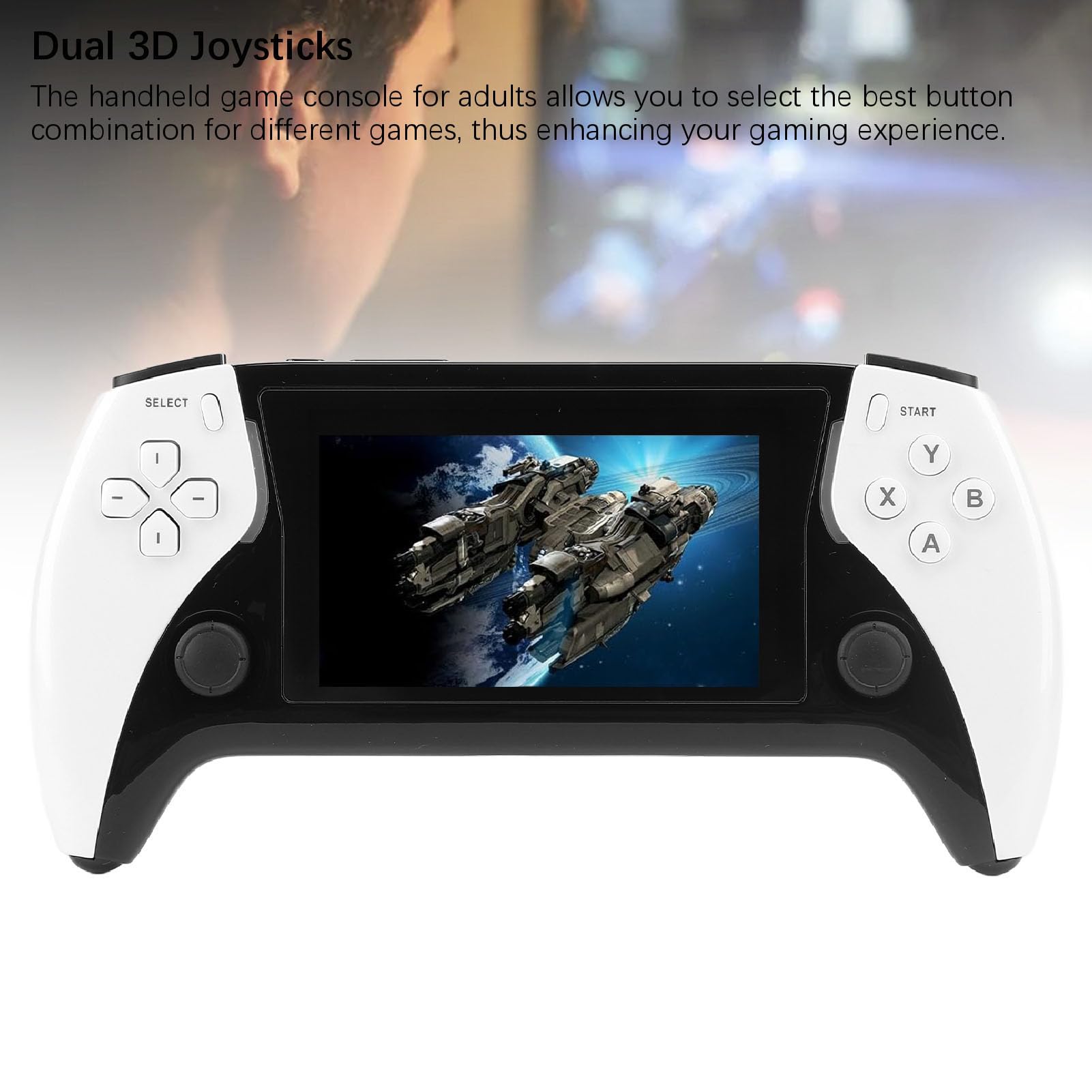 Consola de Juegos Retro Portátil, Pantalla IPS 800x480 de 4,3 Pulgadas, Batería de 2500 MAh para 4-5 Horas de Reproducción, Admite 11 Emuladores y Salida de TV, Joysticks 3D Duales, (White) — view 2