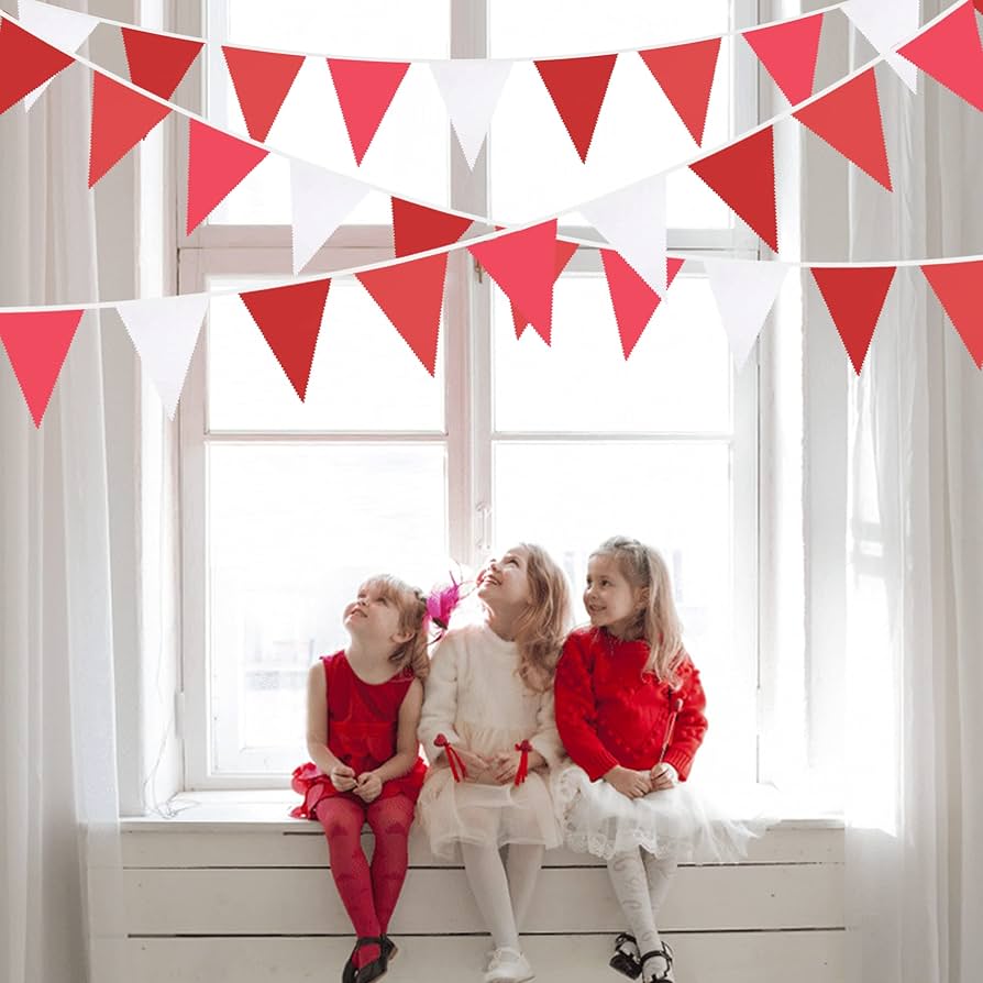 Amazon.co.jp: PinkBlume 赤と白 三角旗 約10m長 赤白いペナント