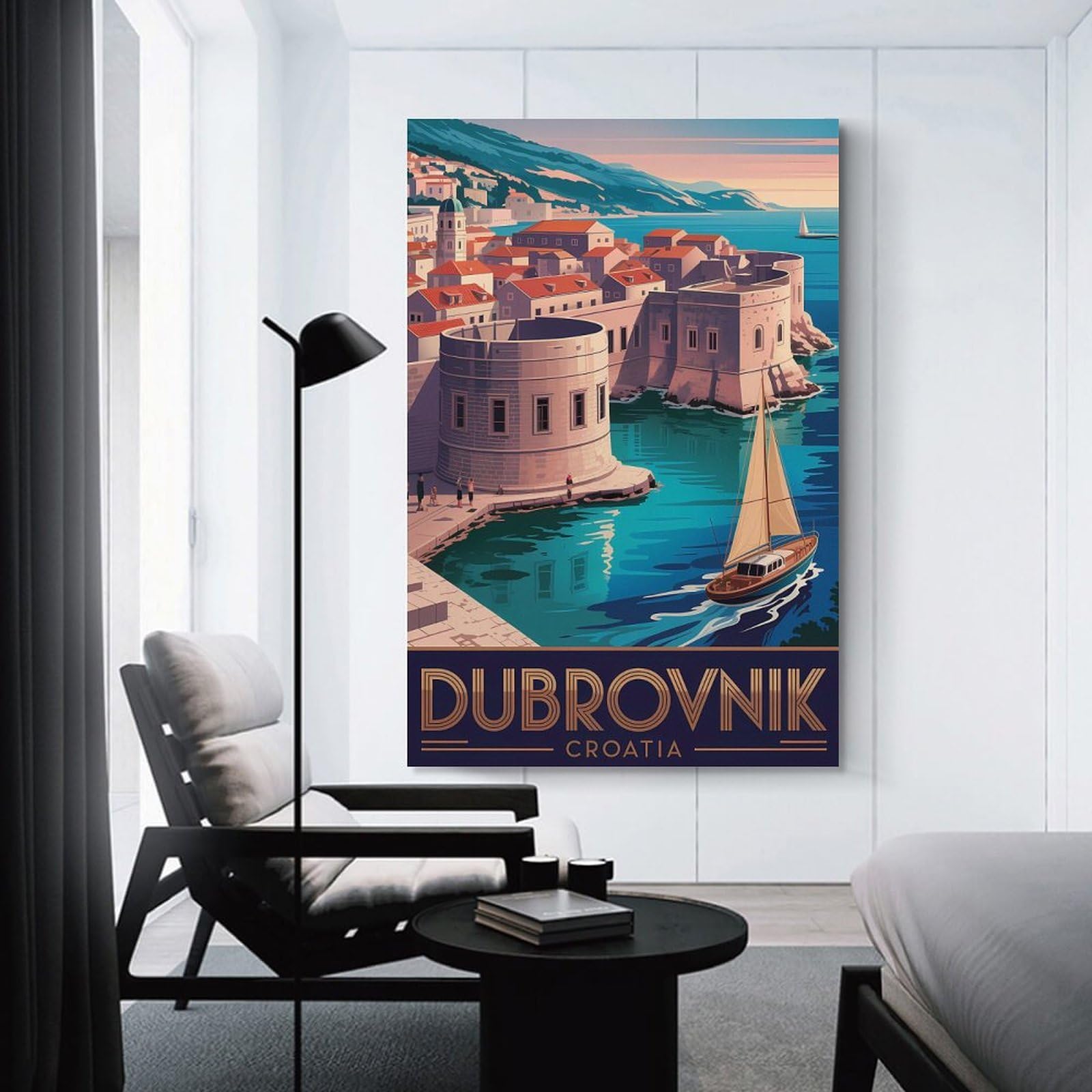 Junmoney Dubrovnik, Croatia Vintage Travel Room Decor Wall Art, 20x30inch(50x75cm), for Bedrooms, Workspaces And Everyday Interiors, An Adaptable Decor Piece for Home Use