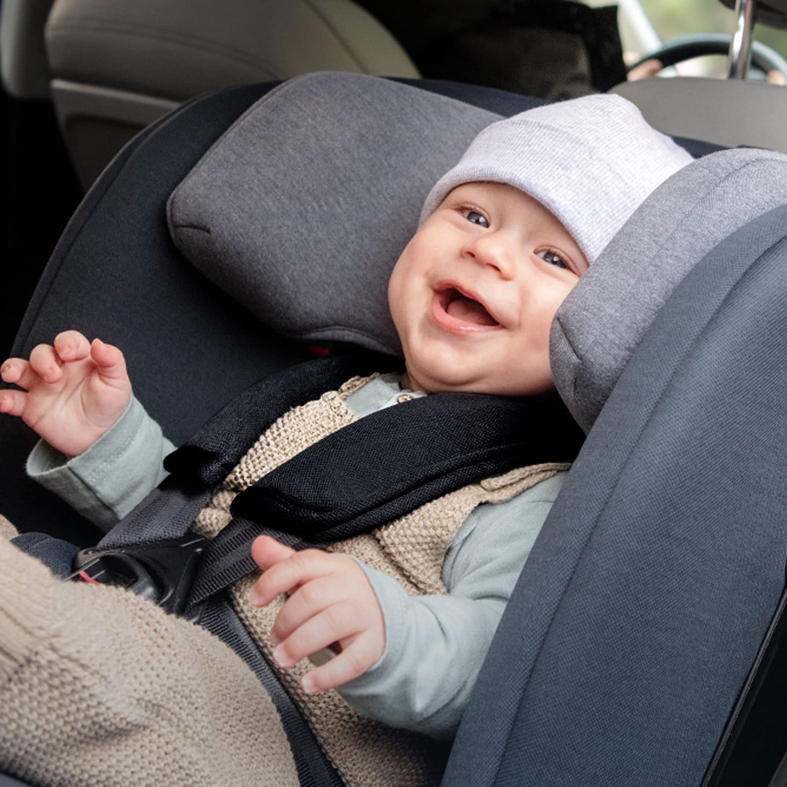 KAONESS 2 stuks veiligheidsgordels voor baby's, veiligheidsgordelkussens voor kinderwagen, pasgeborenen, universeel (zwart