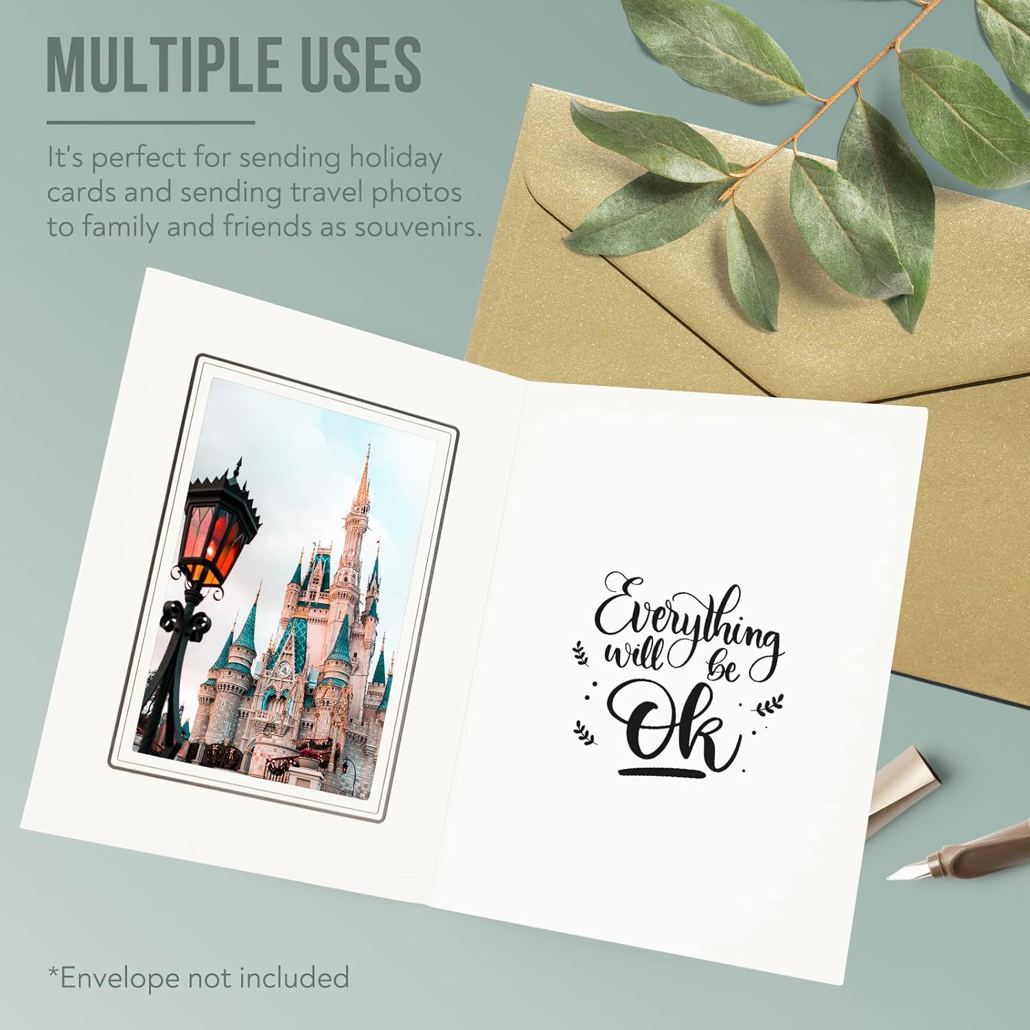 Golden State Art, Pack of 100, 4x6 Paper Photo Folders, Cardboard Picture Frames, Invitation Card, Great for Portraits, Special Events: Graduation, Christmas, Wedding (Ivory with Black Lining)