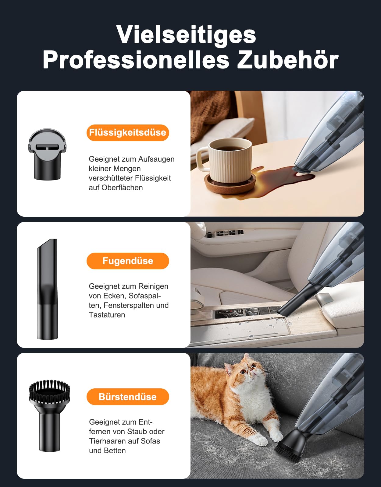 Handstaubsauger Akku, [9000Pa & Schnellladestation] Handstaubsauger Kabellos mit LED-Lichter, 2 Waschbar HEPA-Filter, Nass & Trocken Auto Staubsauger Antriebsriemen Stark für Haus, Büro, Auto