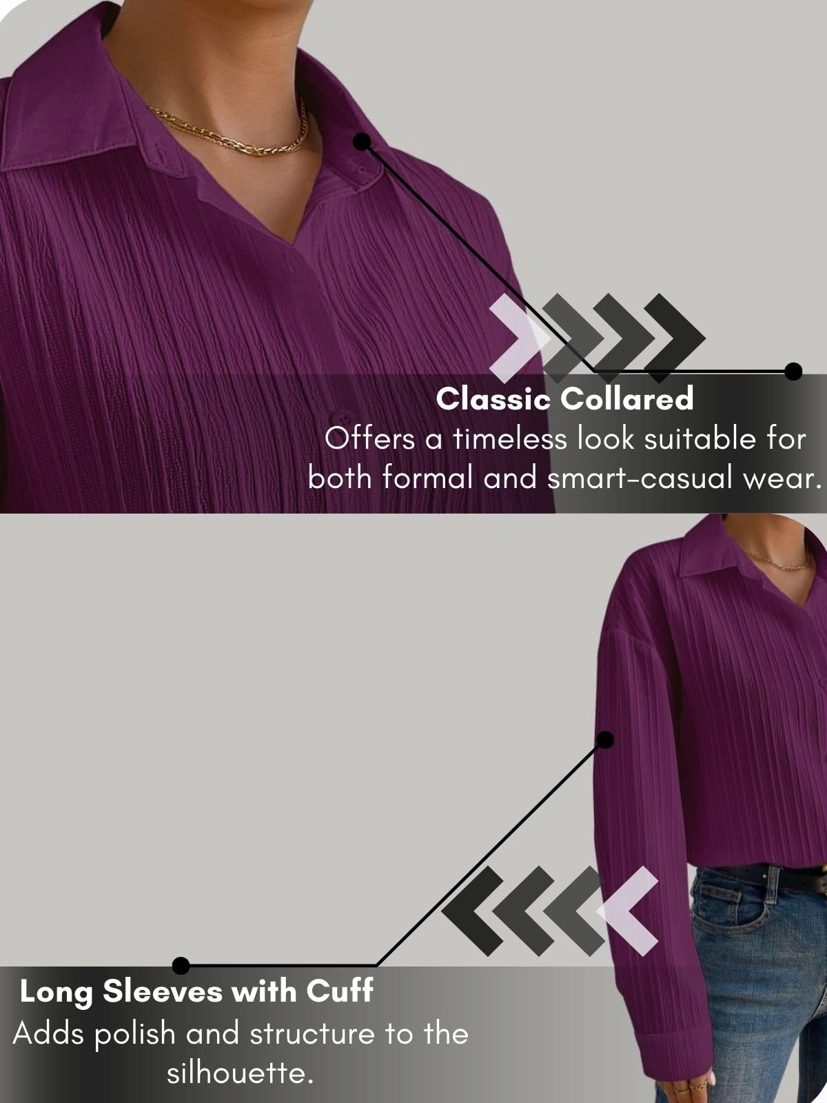 Greciilooks Shirts for Women – Korean Style Long Sleeve Oversized Button Down | Plus Size Workwear Top for Office & Casual Wear - Image 5 thumbnail