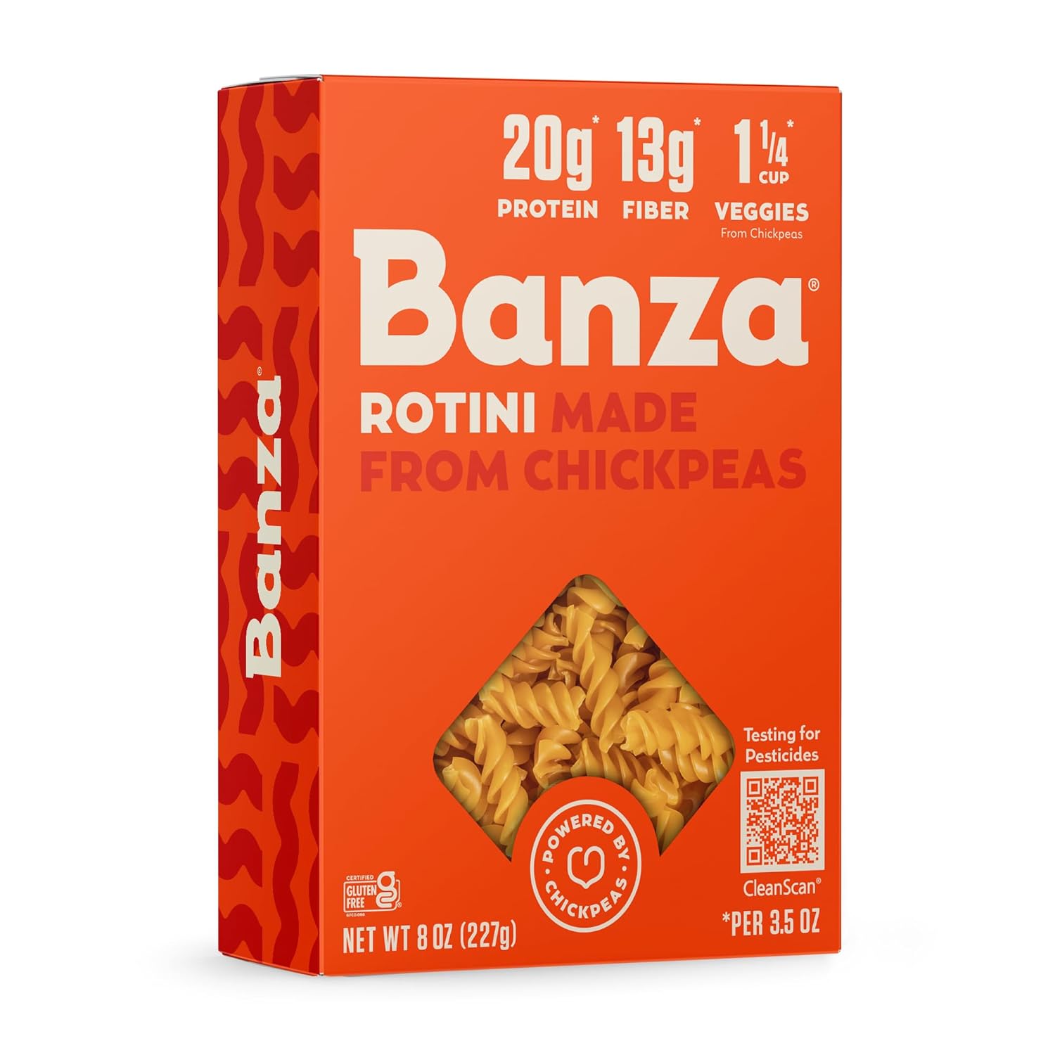Banza Rotini Pasta from Chickpeas – Gluten Free, High Protein, and Lower Carb Protein Rotini Chickpea Pasta – 8oz