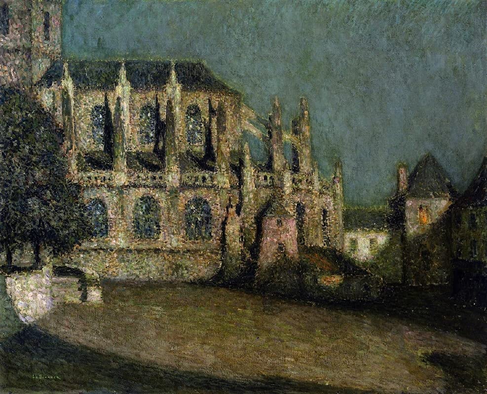 Tableau la place au clair de lune d'Henri Le Sidaner impression sur toile 60x90cm
