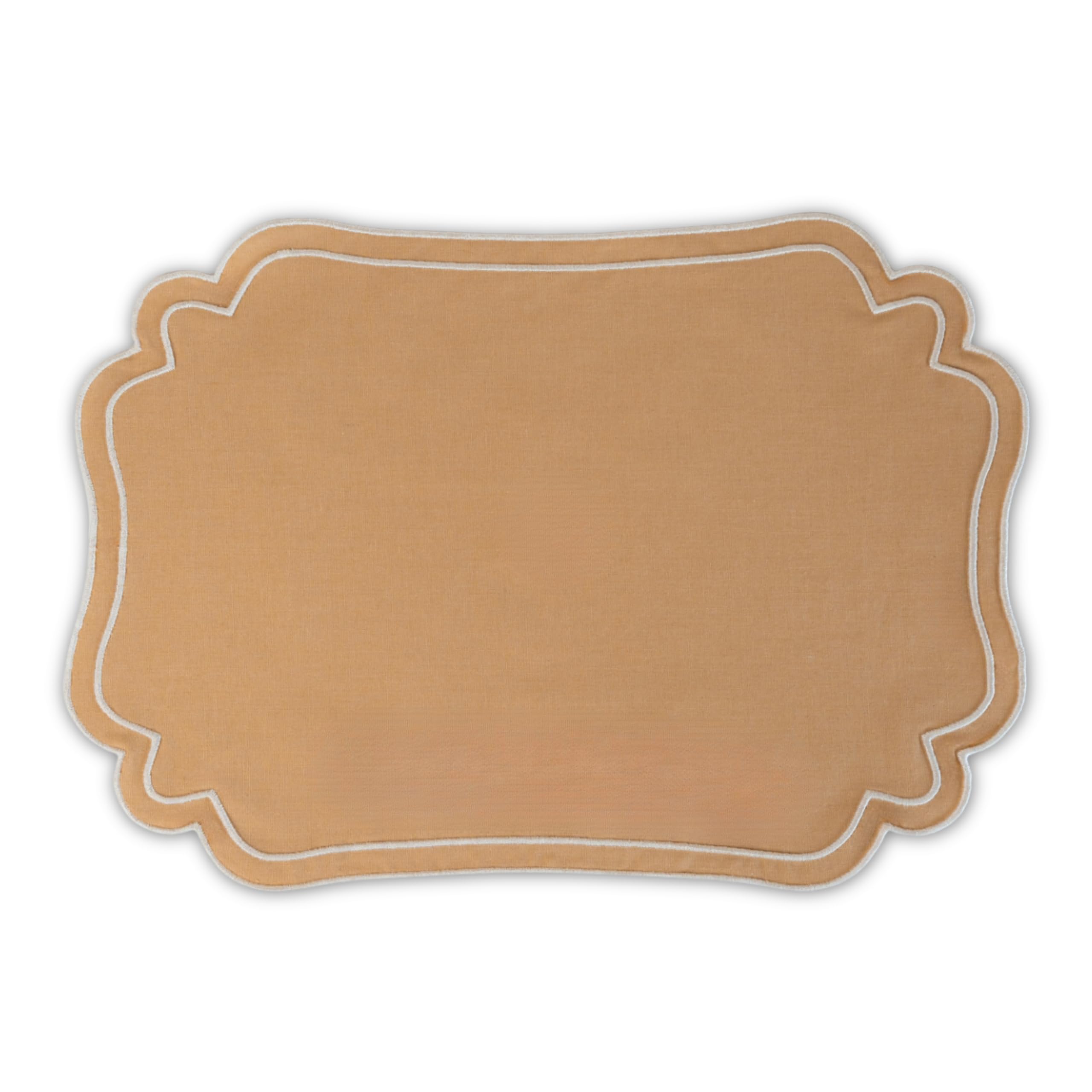Set 6 Tovagliette Tessuto Ricamo Ondulato, Beige