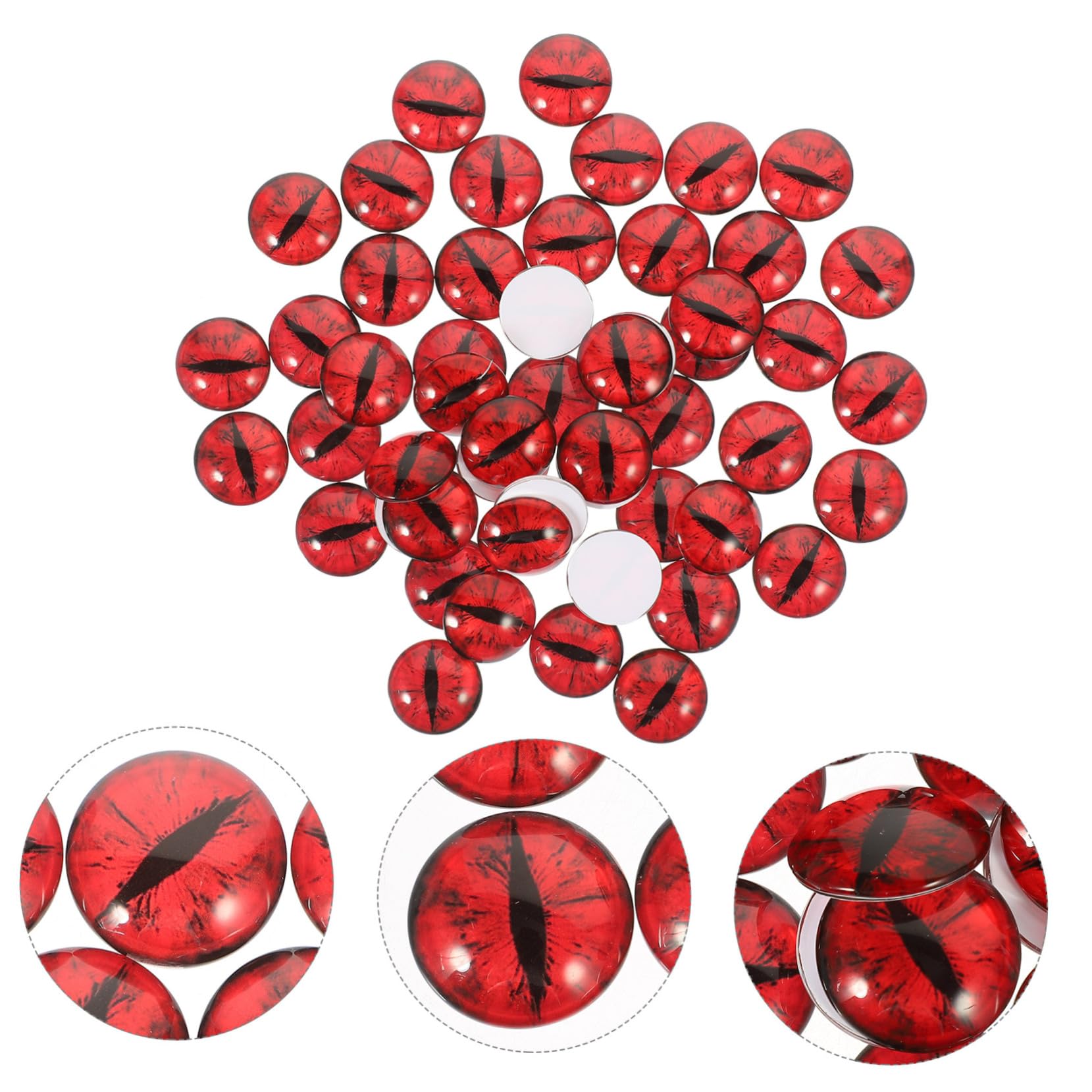 Occhi di Vetro Rotondi 25mm 100 Pezzi per Lavoretti DIY | Rosso, Alta Trasparenza, Effetto Realistico, per Handmade e Decorazione di Bambole