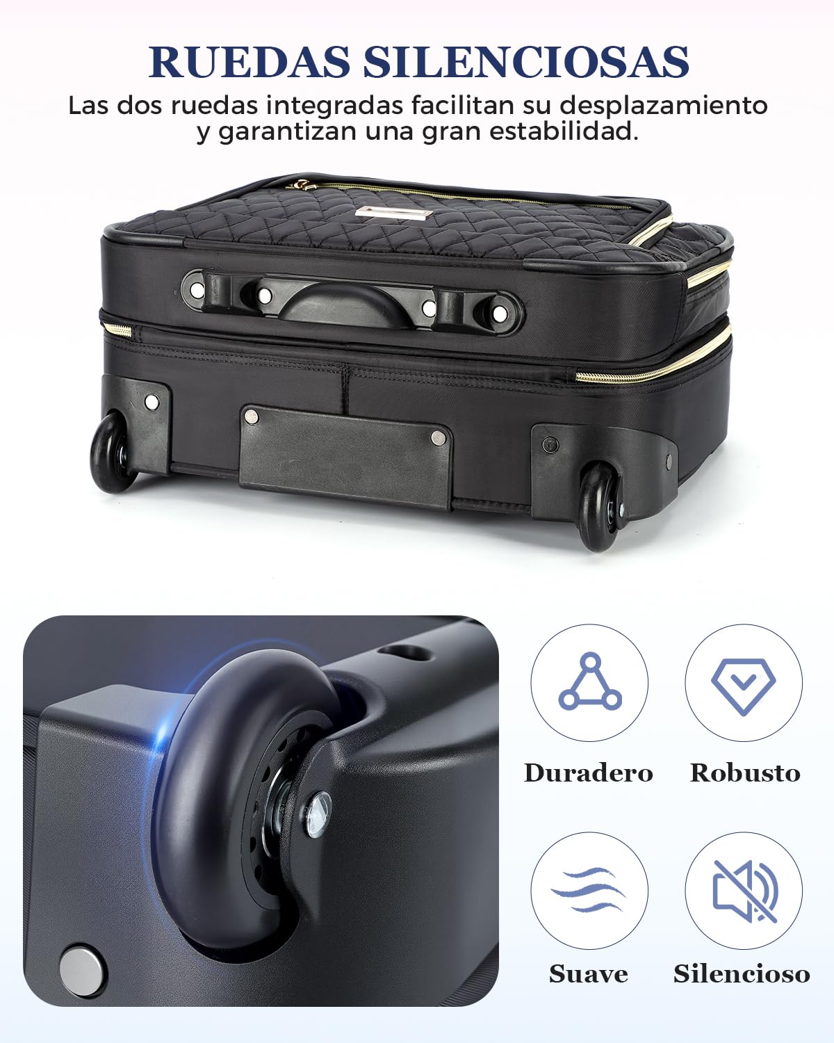 Ponhog Maletin con Ruedas Portatil 15,6 Pulgadas para Mujer, Impermeable Laptoptasche mit Rollen para Negocios, Viajes, Escuela, Negro