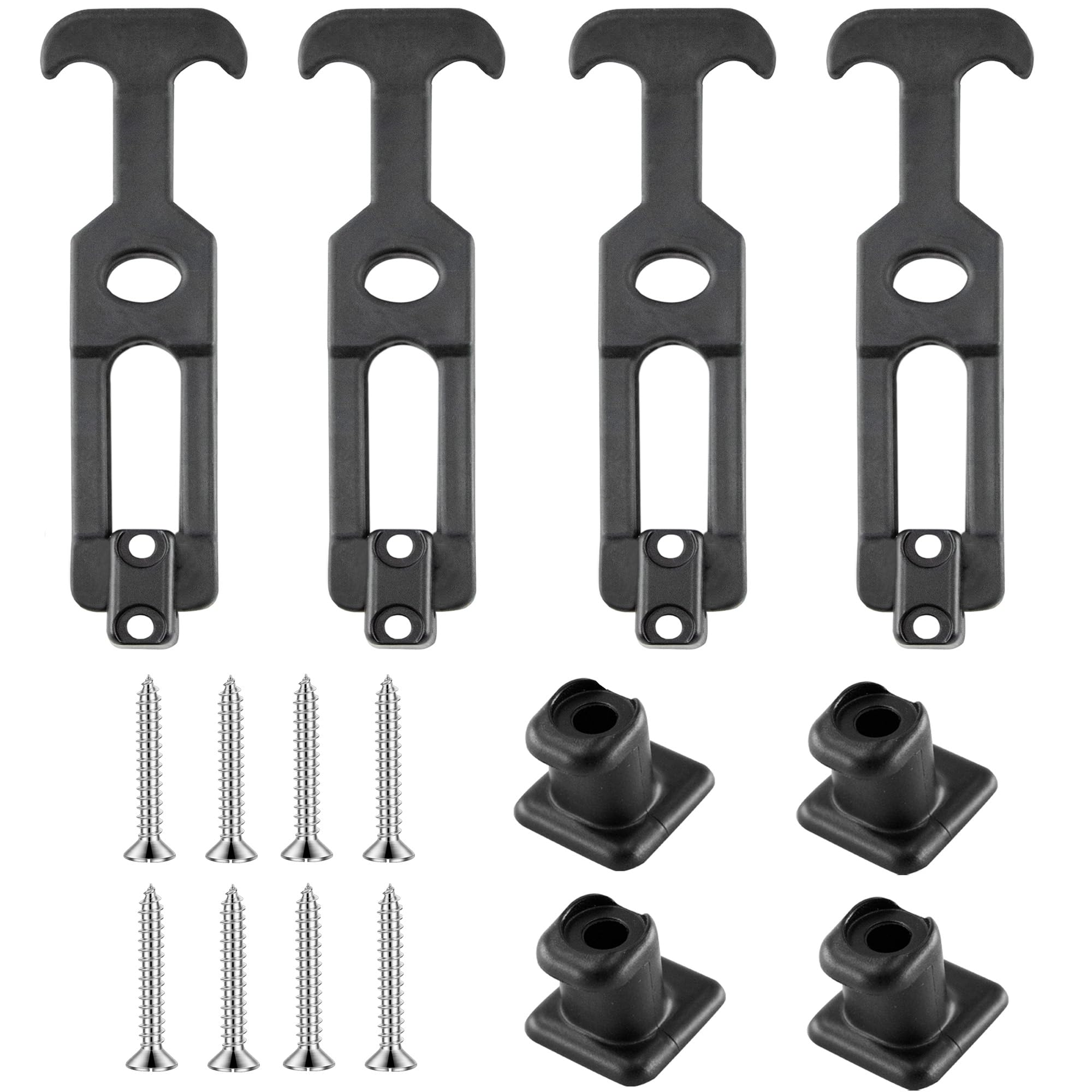 PDETVEO 4.4'' Rubber Flexible T-Handle Draw Latches, Black Rubber Hood Machine Draw Latches for Tool Box, Boat, Cooler, Golf Cart, Machine Equipment,