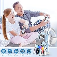Vista 6 de KDD Headphone Stand, Controller Holder & Headset Holder for Desk, Earphone Stand with Aluminum Supporting Bar, Universal Storage Organizer