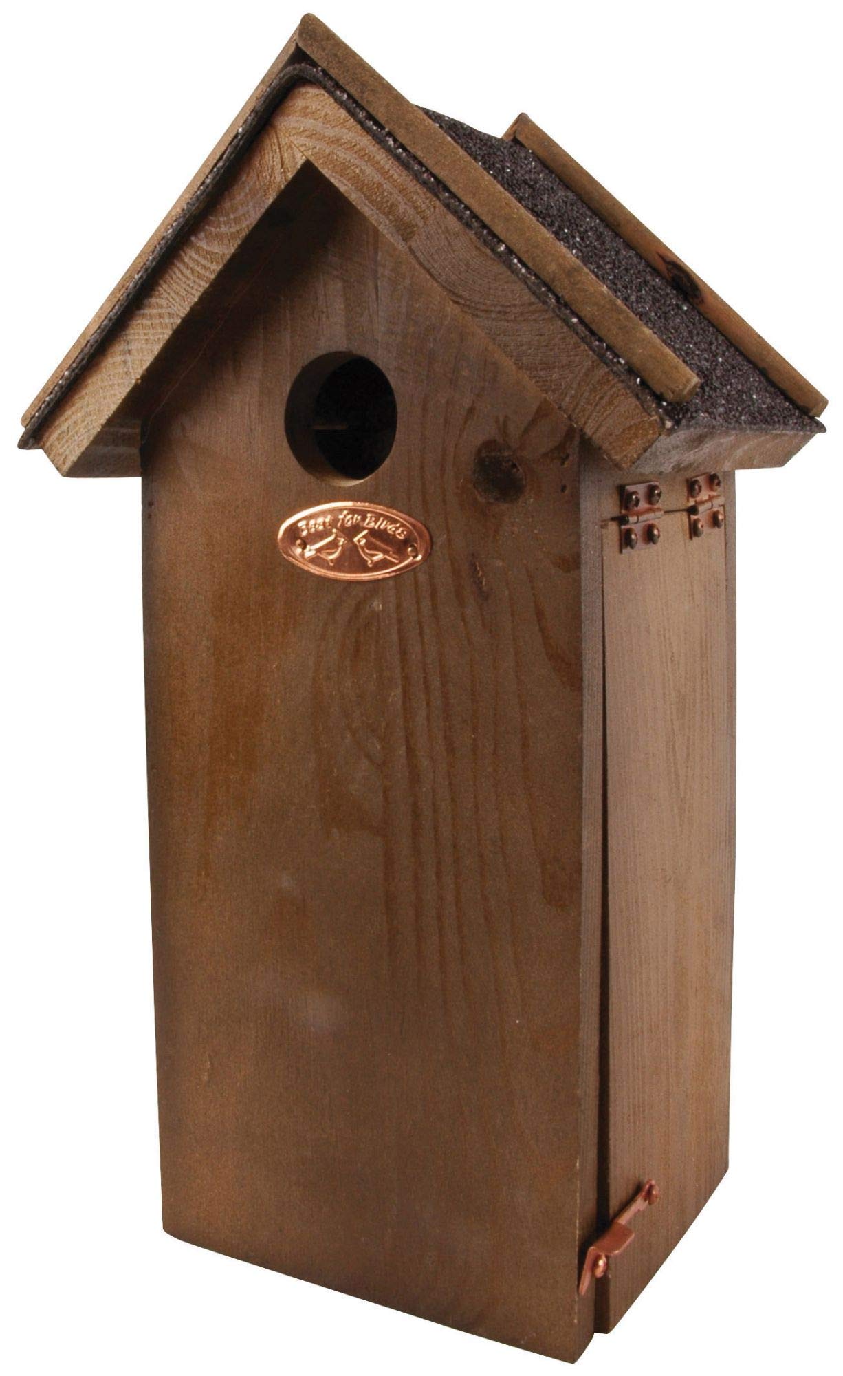 Esschert Design 2 nidos para pájaros, en color marrón, con techo de betún, aprox. 18 cm x 14 cm x 32 cm