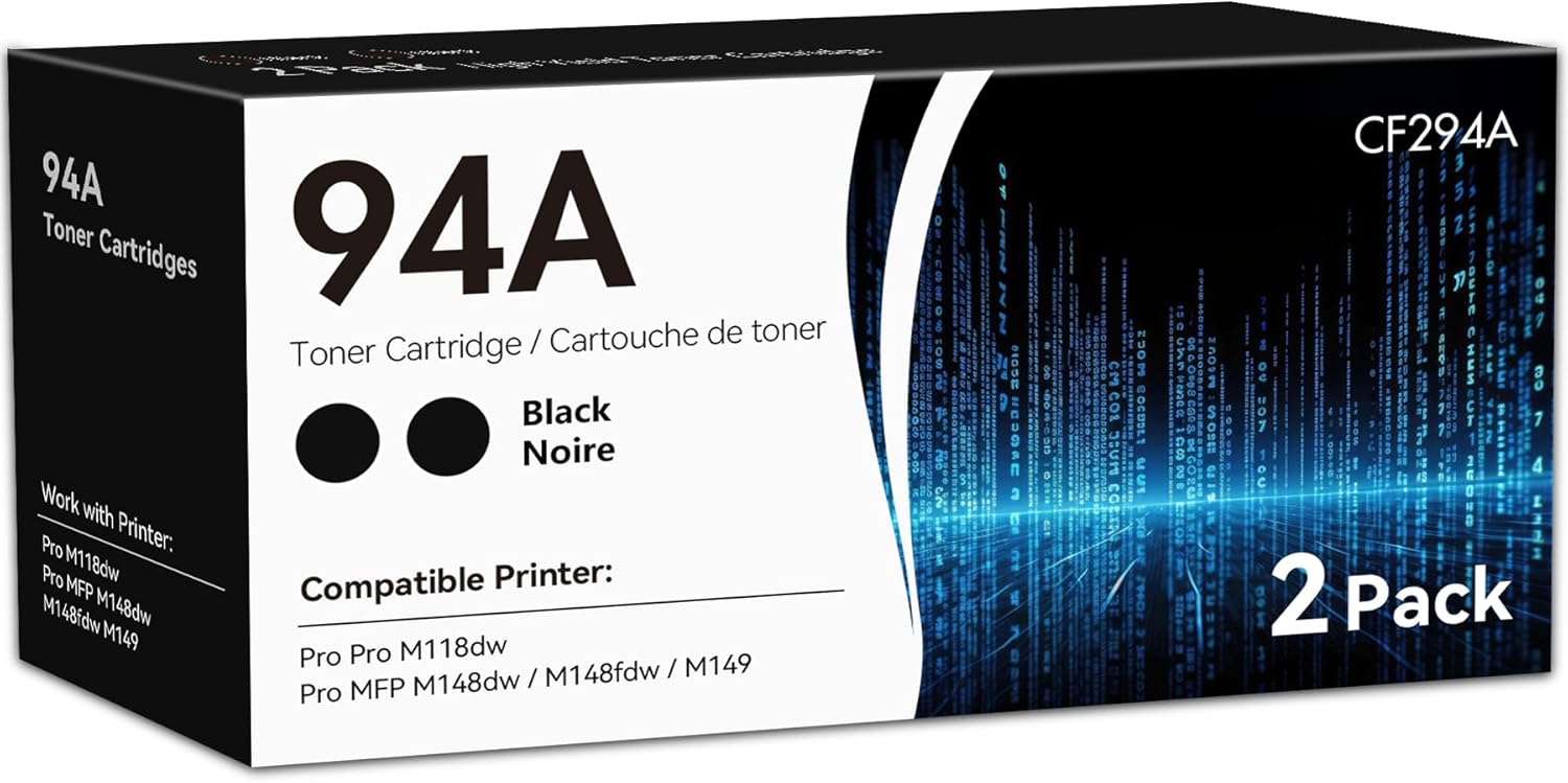 94A Black Toner Cartridges High Yield (2-Pack) Compatible 94A Black Toner Replacement for HP 94A CF294A Laser Pro MFP M118dw M148dw M148fdw M149 Printer