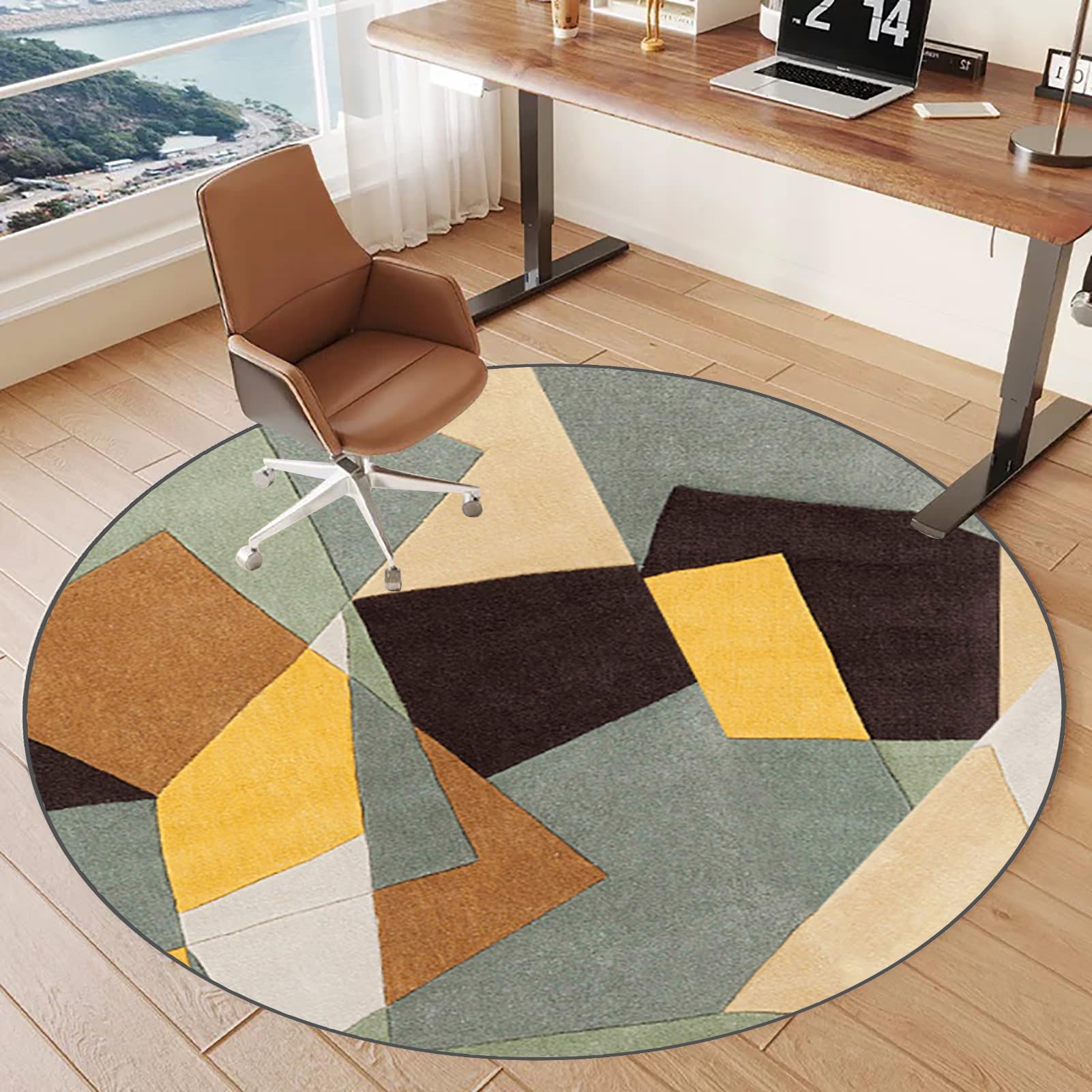 Tkuhknag Office Chair Mat for Carpeted Floors, Round Computer Gaming Chair Mat 180 cm, Non-slip Carpet Protector Chair Mat for Home and Office, Heavy Duty Desk Chair Mat, Floor Protectors for Chairs