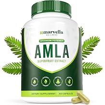 Organic Amla Capsules 1000mg Indian Gooseberry Supplement for Antioxidant Support, Digestive Health & Natural Energy Organic Amla Fruit Powder, 60 Capsules