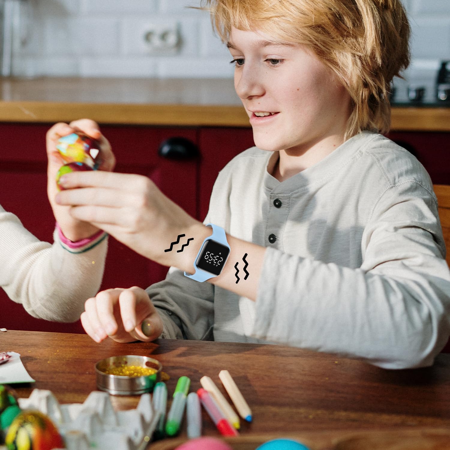 Kids Watches for Girls Boys Digital Sport Watch with Step Counter Pedometer Vibration Alarm Clock, No App Waterproof Fitness Tracker Kids Watch Boys Girls Teens Students Ages 5-16