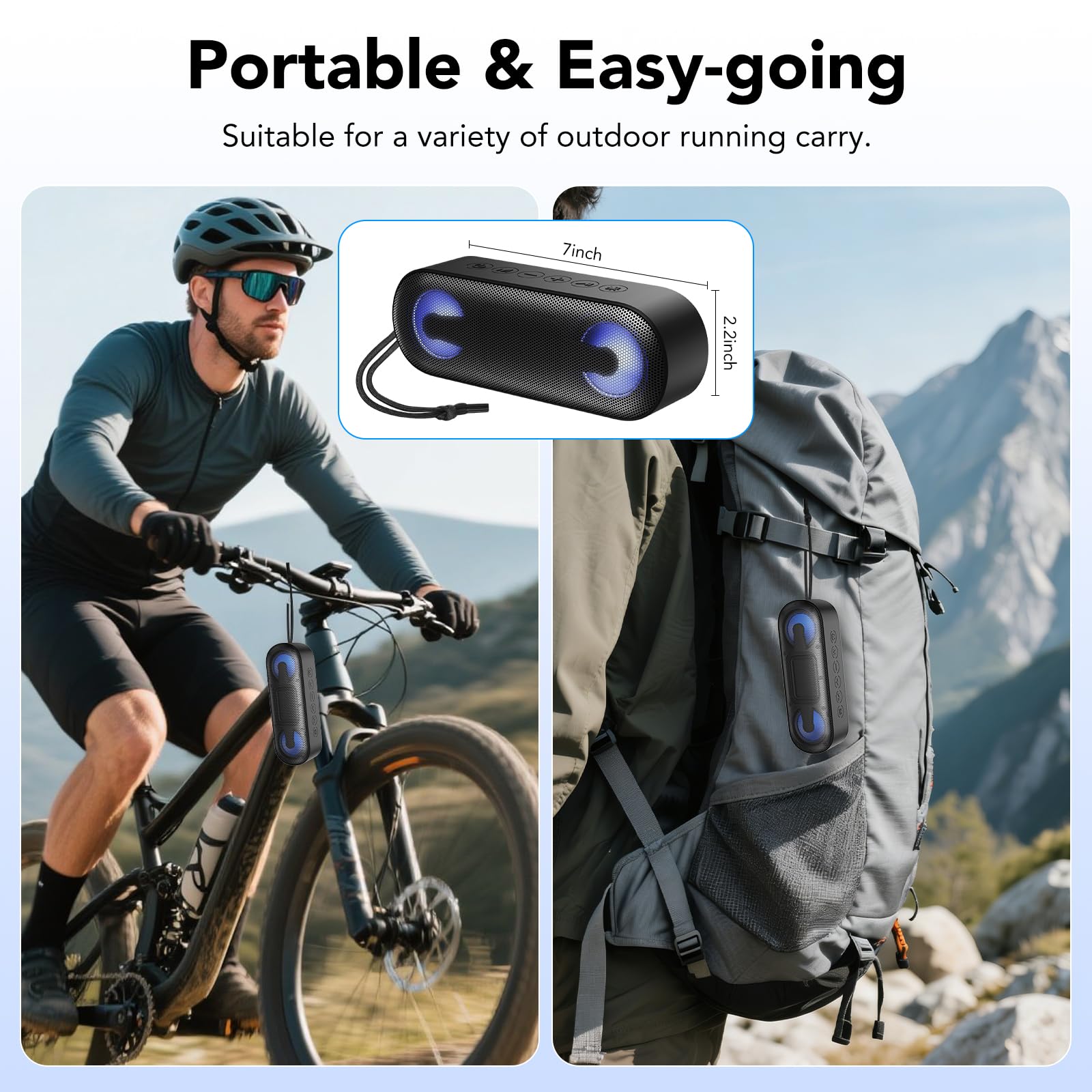 IKT Cassa Bluetooth Potente Portatile con Luci, Speaker Bluetooth 5.4, 30W Basso Potenziato, IPX7 Impermeabile, 7 Luci RGB, 30 Ore Autonomia, Altoparlante Bluetooth per Party, TWS AUX TF-Card