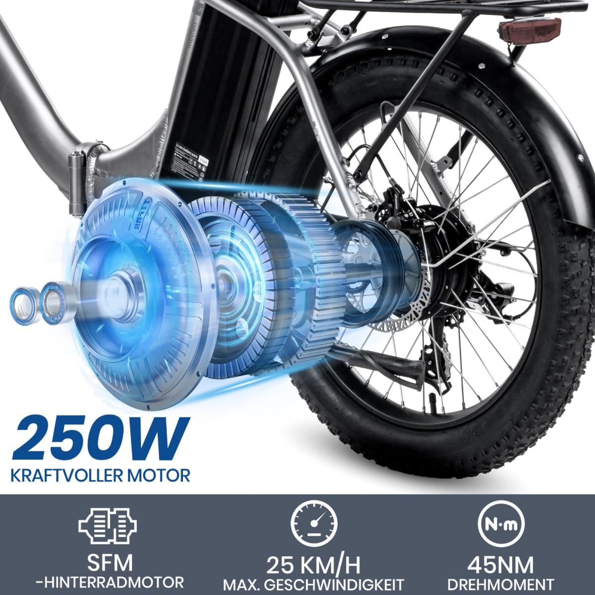 SAXXX E Bike Klapprad 20 Zoll mit 36V 13Ah Akku, E Fahrrad Herren mit 7 Gang Kettenschaltung, Elektro Klapprad mit Scheibenbremsen 120KM Lange Range, Elektrofahrrad Pedelec 25 km/h für Herren Damen