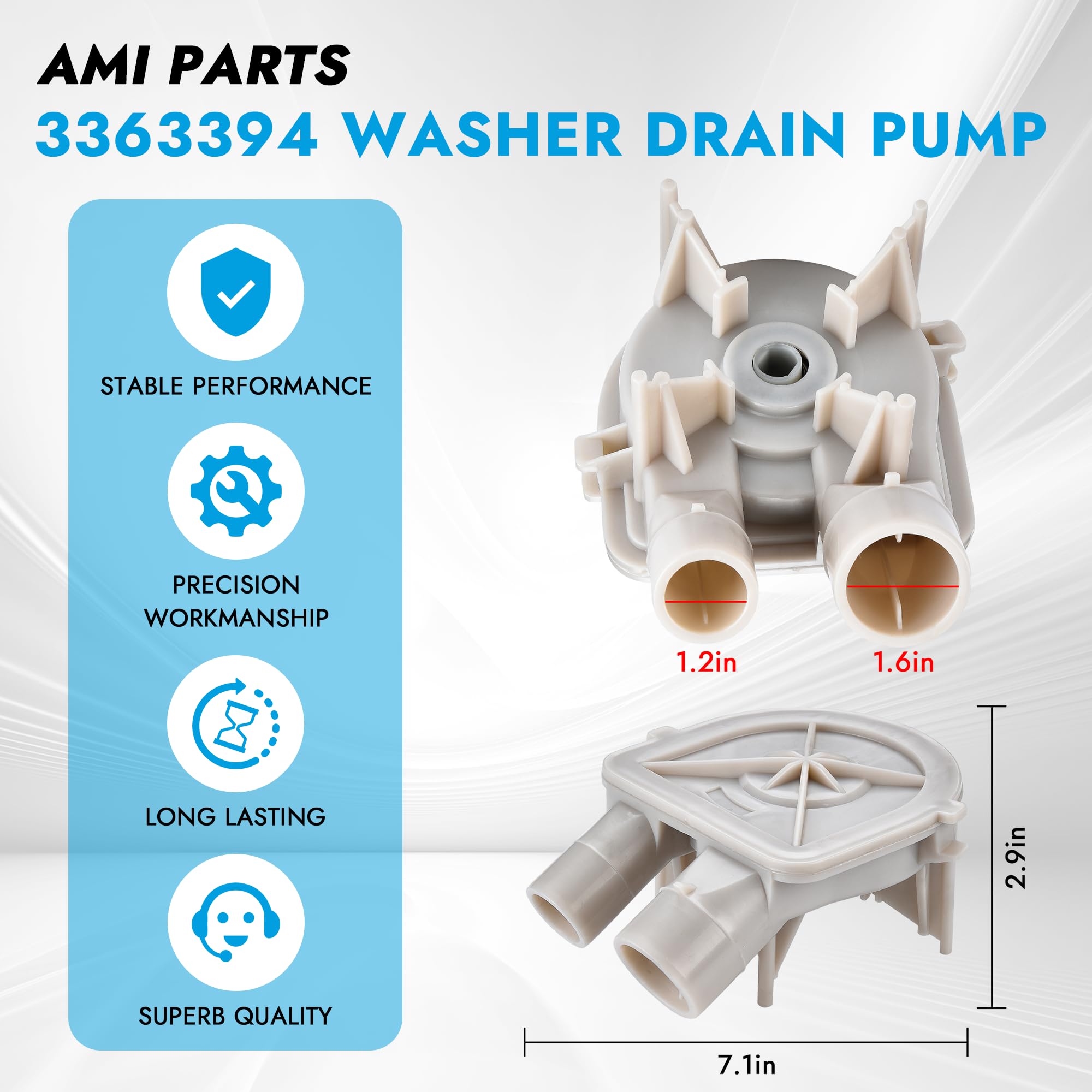 AMI PARTS 3363394 - Piezas de repuesto para lavadora Whirlpool Kenmore