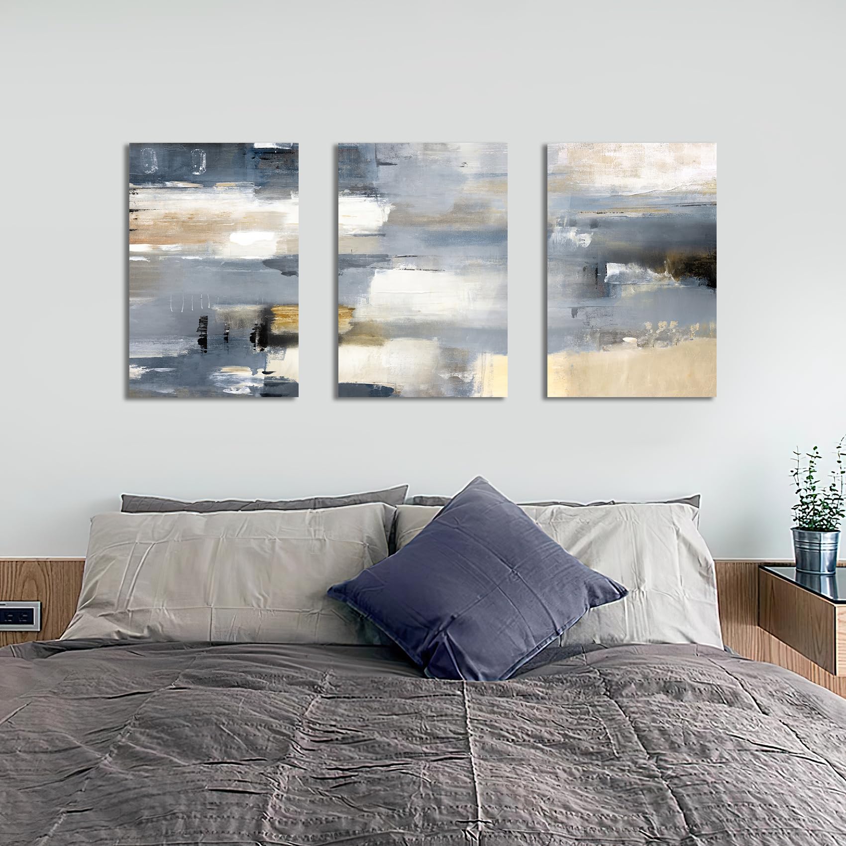 3 Pcs Wooden Framed Canvas Wall Art Set Bohemian Sage Green Canvas Prints Poster Geometric Line Beige Green Pictures for Living Room Bedroom Dinning Room Hallway Stairs Wall Decor 30x40cm x3pcs — view 536