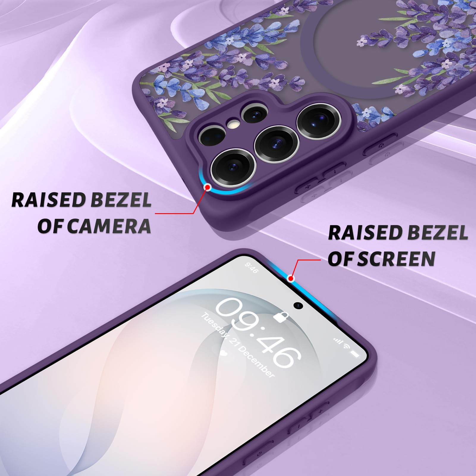 OOK Custodia per telefono viola floreale adatta per Samsung Galaxy S26