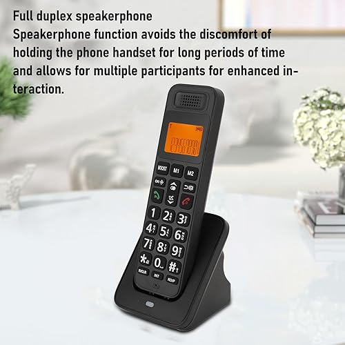 Miniatura 3 de PUSOKEI Teléfono inalámbrico con DECT 6.0, altavoz dúplex completo con pantalla LCD, teclas grandes, teclado iluminado, bloqueo de llamadas, aumento