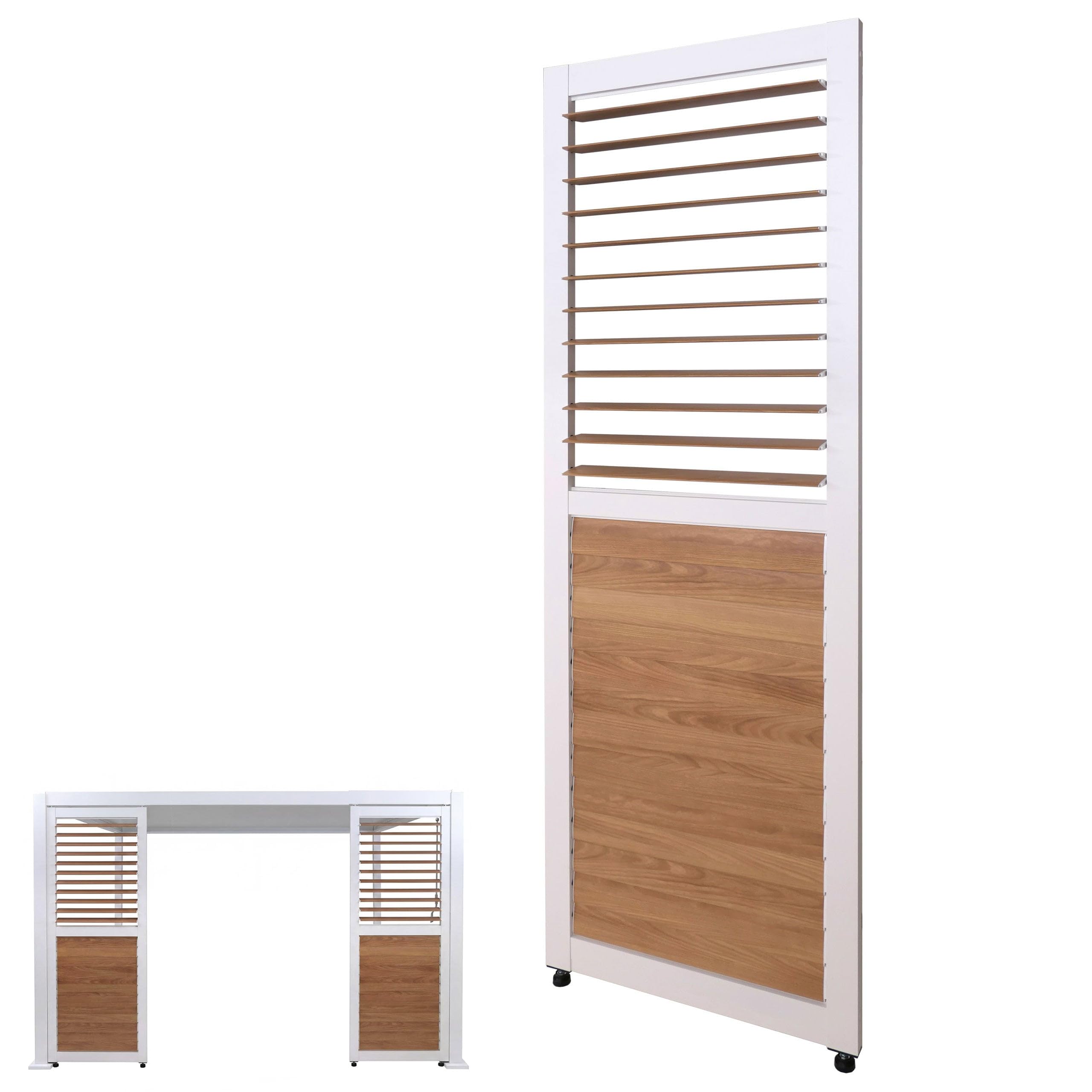 Mendler Lamellenwand für Pergola HWC-P65 Aluminium Holzoptik - weiß