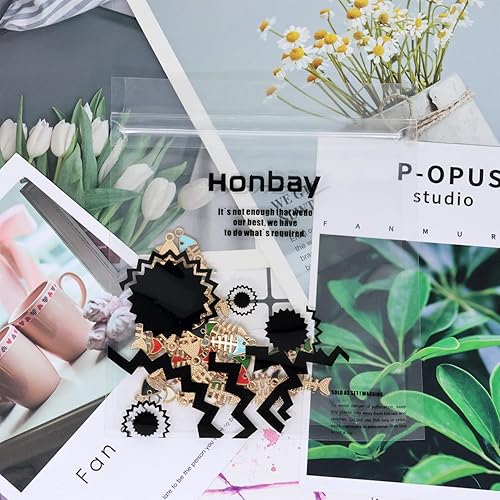 Miniatura 8 de Honbay 36 dijes de aleación esmaltada de hueso de pez colgantes de esqueleto de pescado para aretes collares pulseras llaveros fabricación de joyas