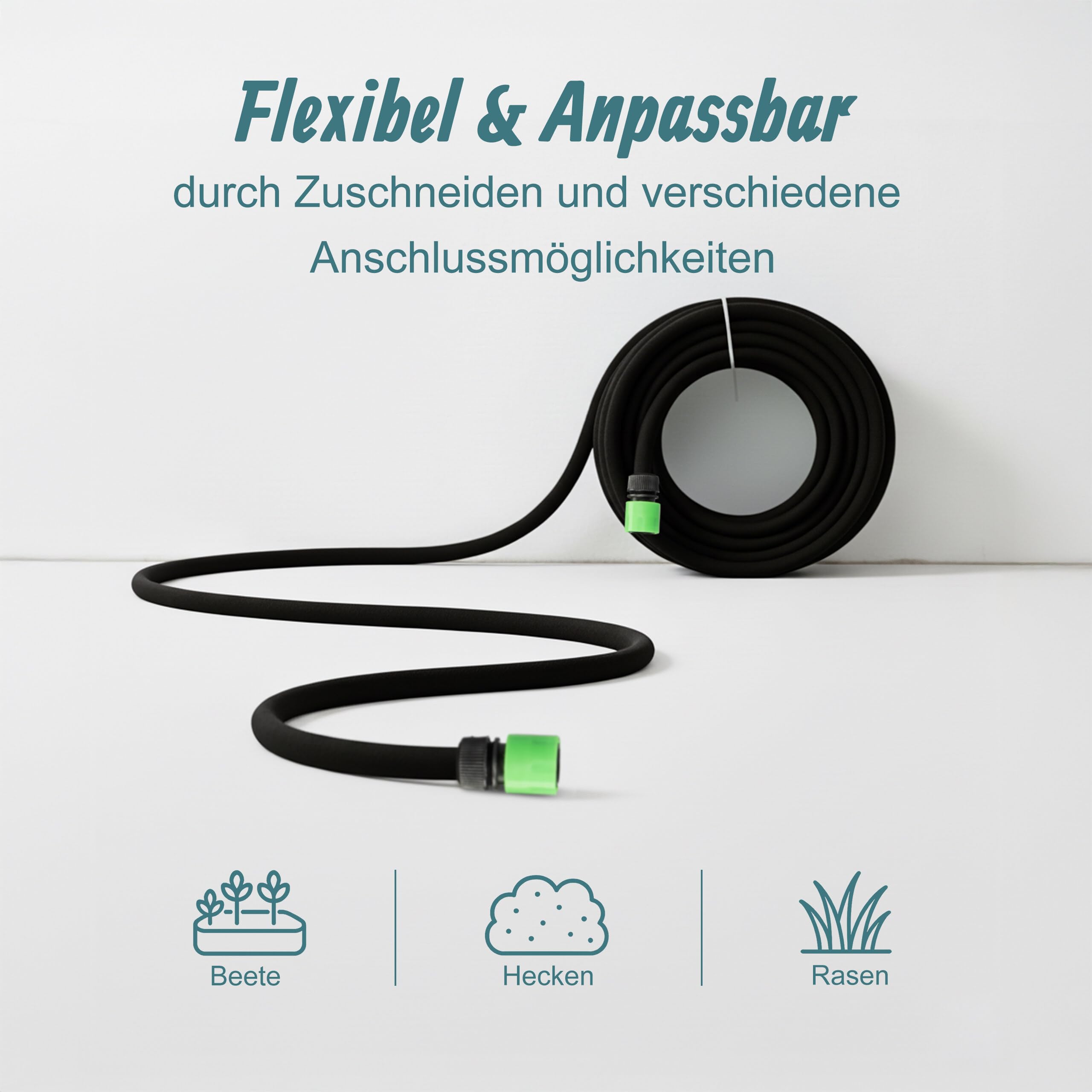 Relaxdays Tropfschlauch, Bewässerung, 70 m Perlschlauch, Hochbeet & Heckenbewässerung, Bewässerungsschlauch, schwarz