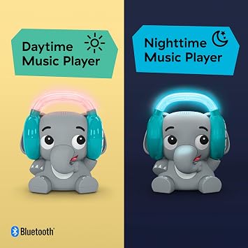 Baby Einstein Earl The Elephant Bluetooth Soother Sound Machine for Sleep, Stream Music and Color-Changing Night Light, Infant to Toddler