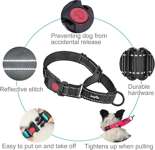 Miniatura 2 de HAAPAW - 2 paquetes, collar martingale de perro con hebilla de liberación rápida reflectiva, collar de entrenamiento para perros pequeños, medianos