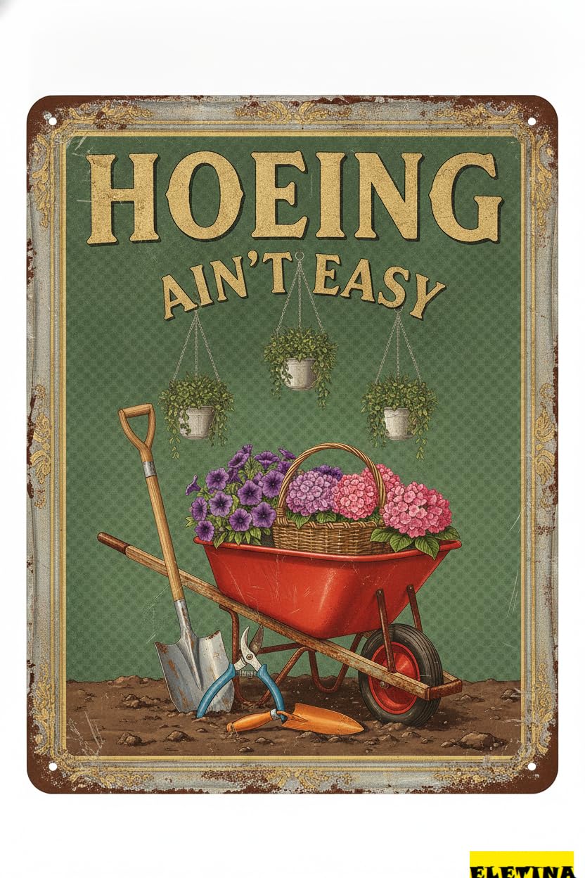 Personalized Sign for Man Cave Funny Garden S Hoeing Ain't Easy Gardening Gifts Women Garden Decor Outdoor Yard Art Patio Wall Decor 8x12in Private Property Decorative