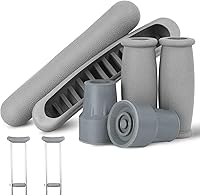 Vista 1 de Juego de almohadillas y gorras para muletas (6 piezas) – Acolchado cómodo para axilas y empuñaduras con tapas de repuesto para pies, ajuste